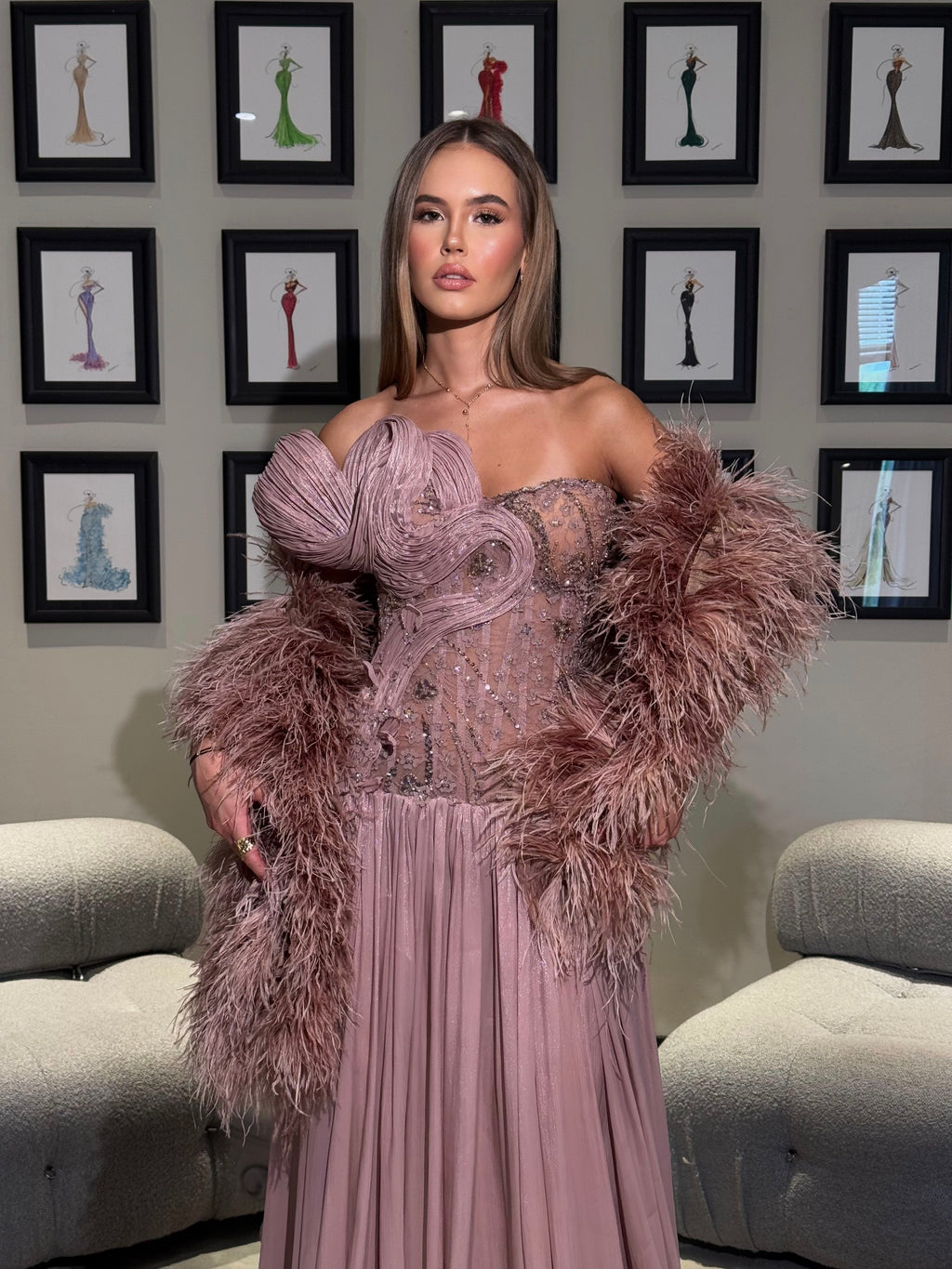 Rozá - Mauve Flowing Gown