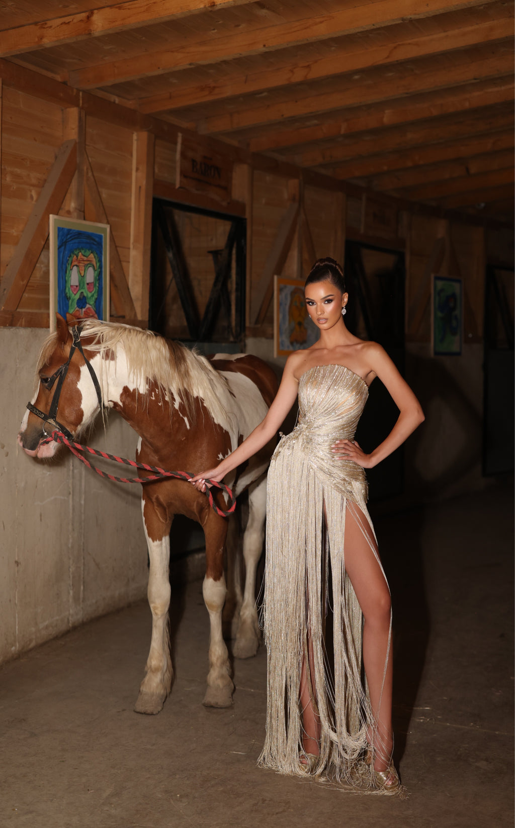 Nayla - Fringe Slit Gown