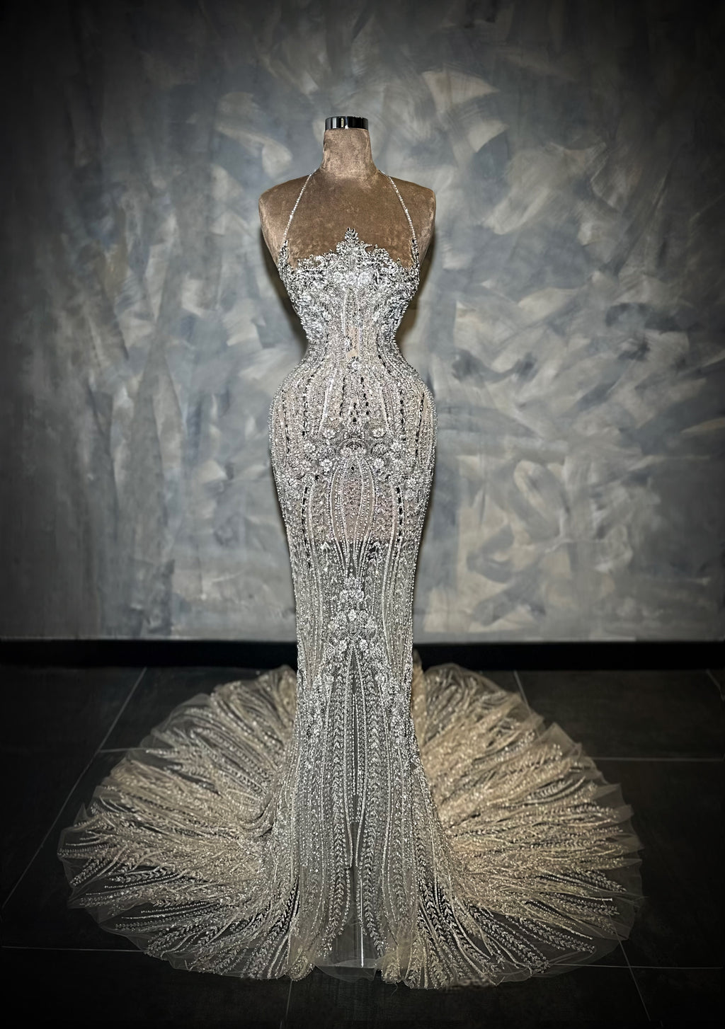 Lanna - Crystal Halter Mermaid Gown