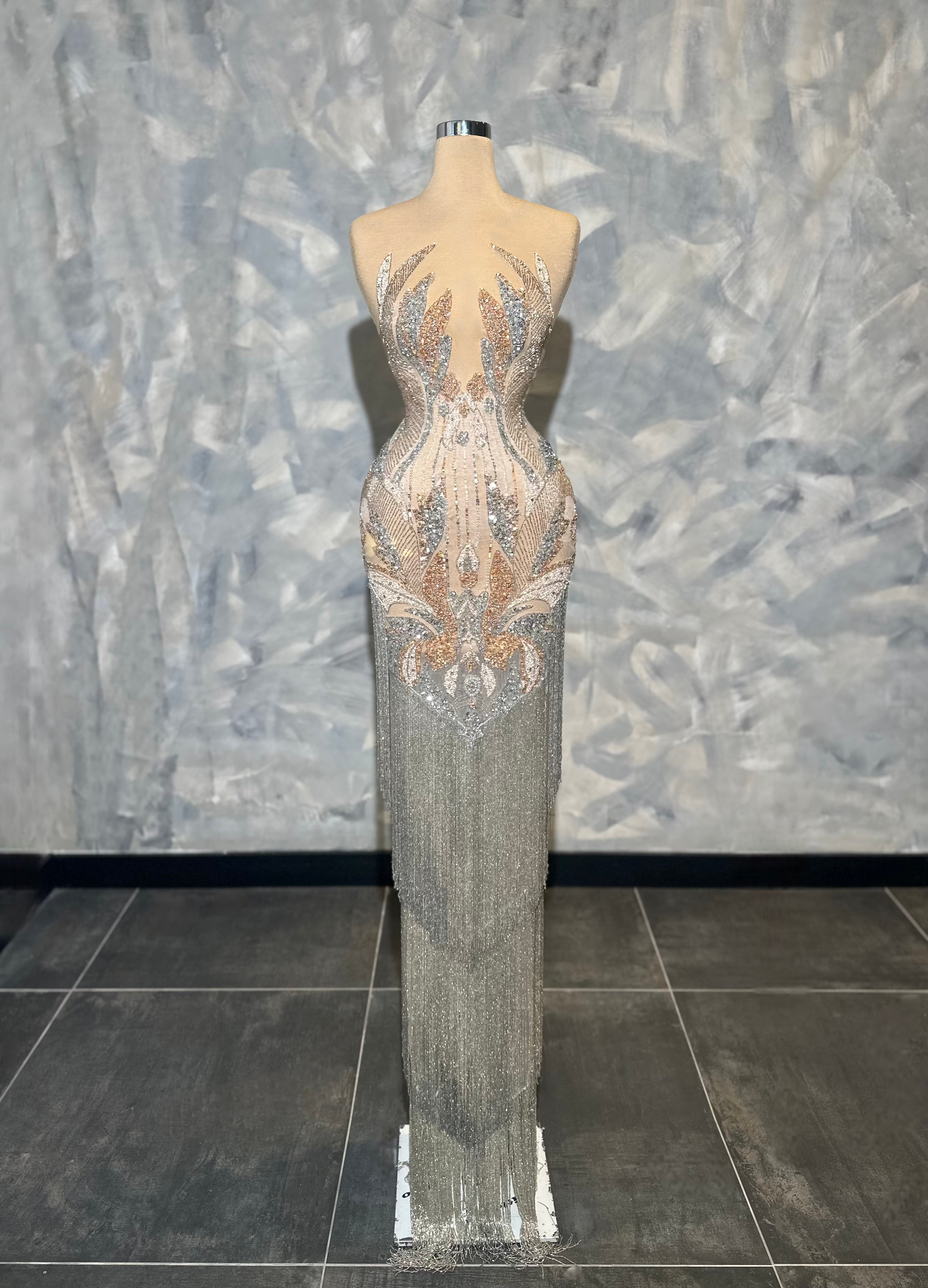 Kleoná - Crystal Fringe Gown