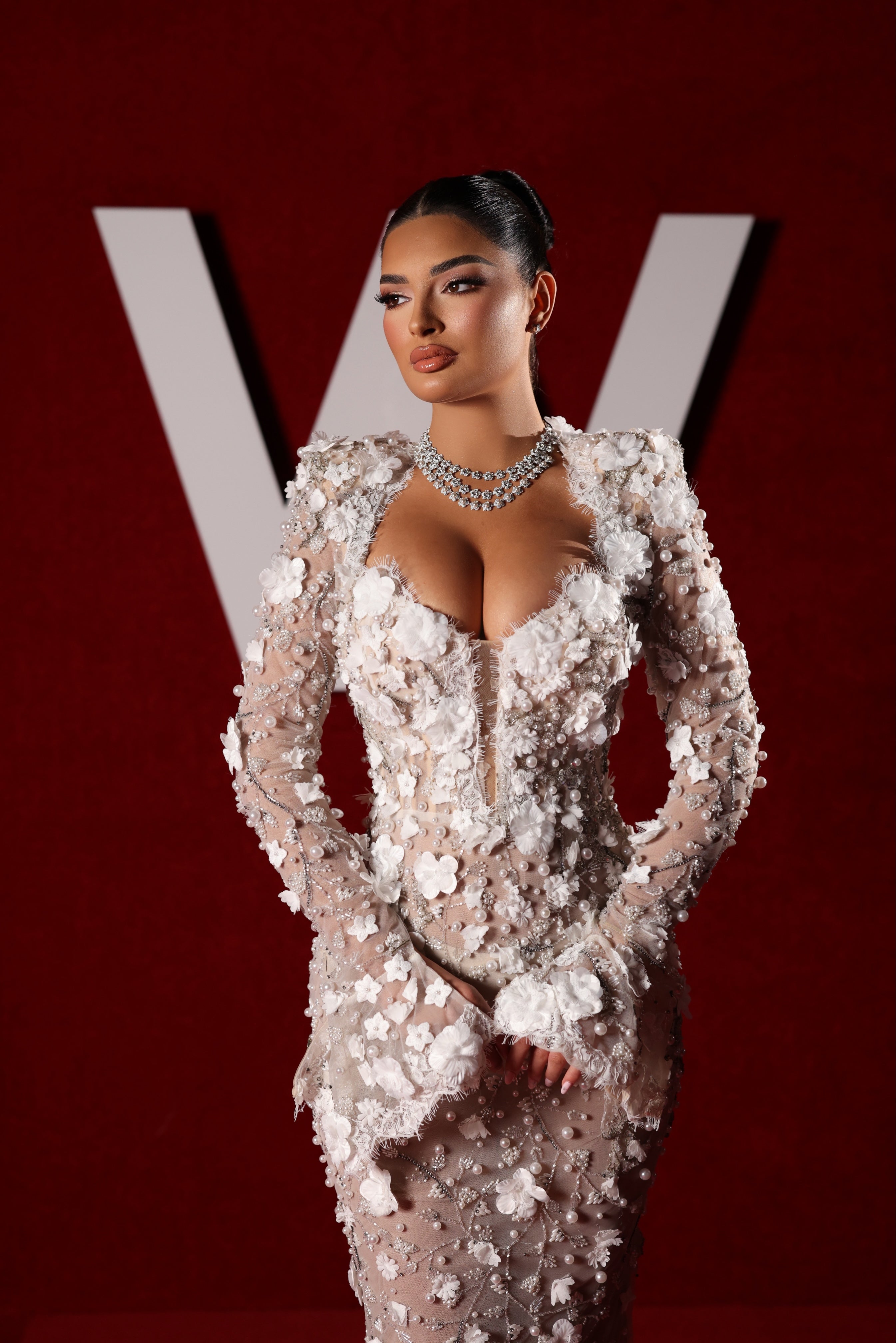 Vanessa - 3D Floral Pearl Corset Mermaid Gown