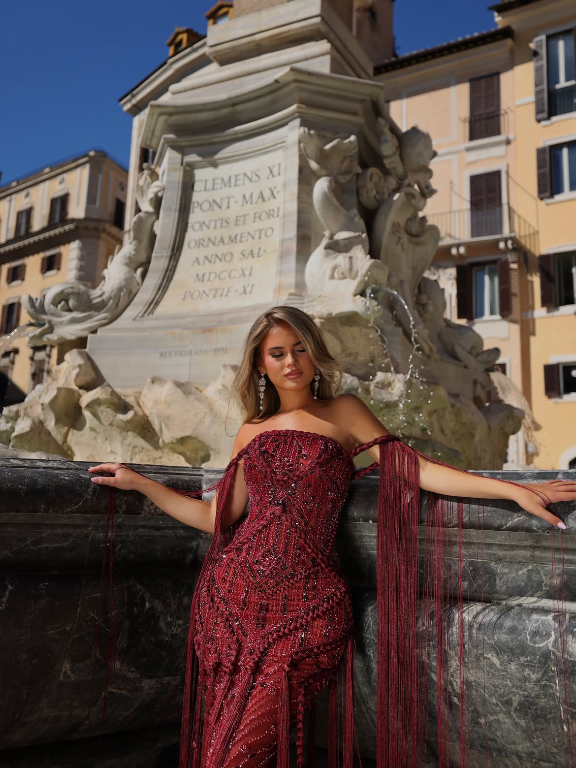 Fiorella - Beaded fringe gown