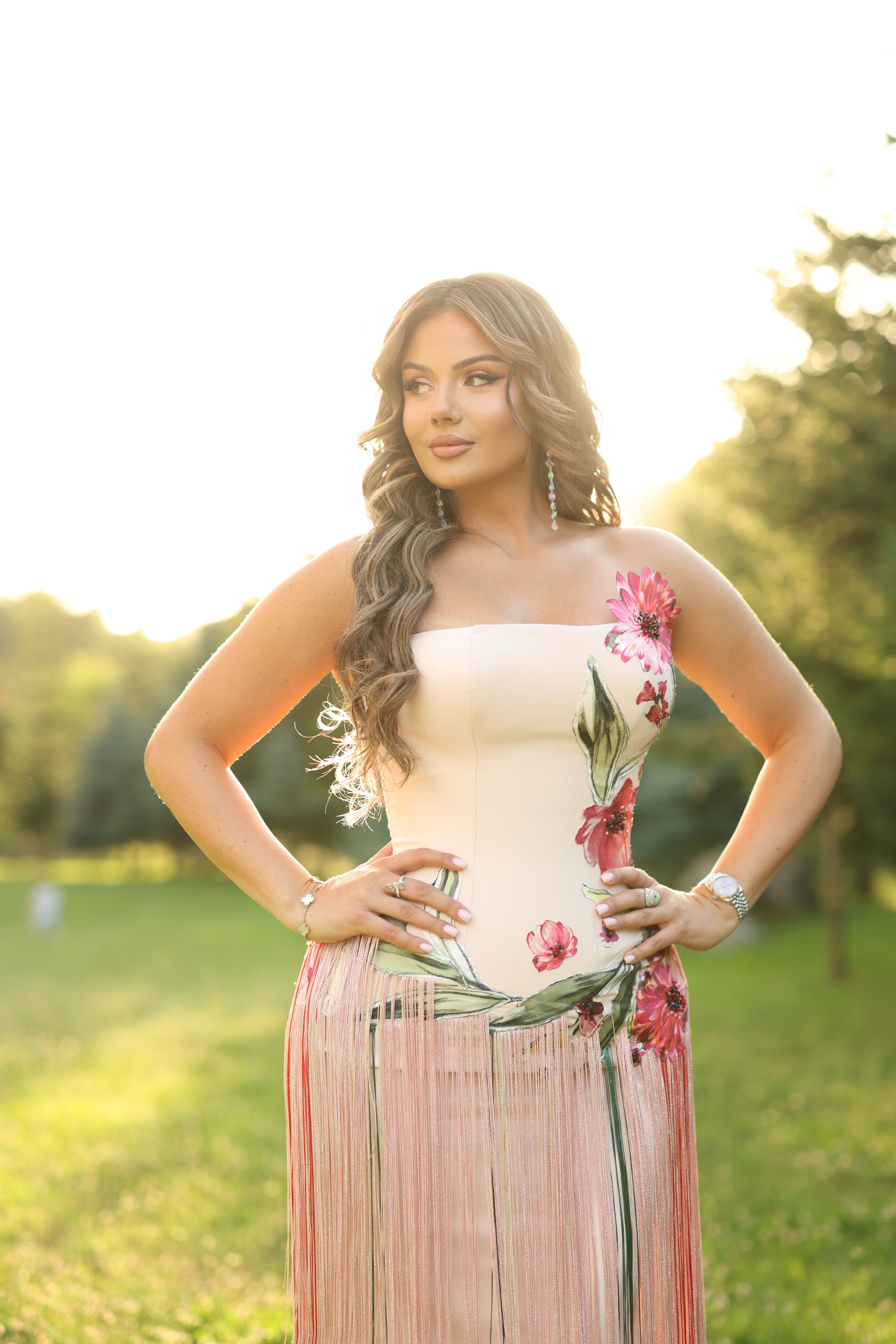 Maila - Botanical Fringe Gown