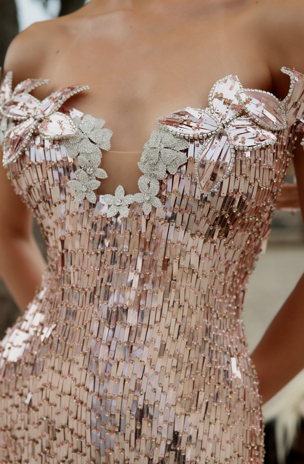 Maristela - Floral Sequin Gown