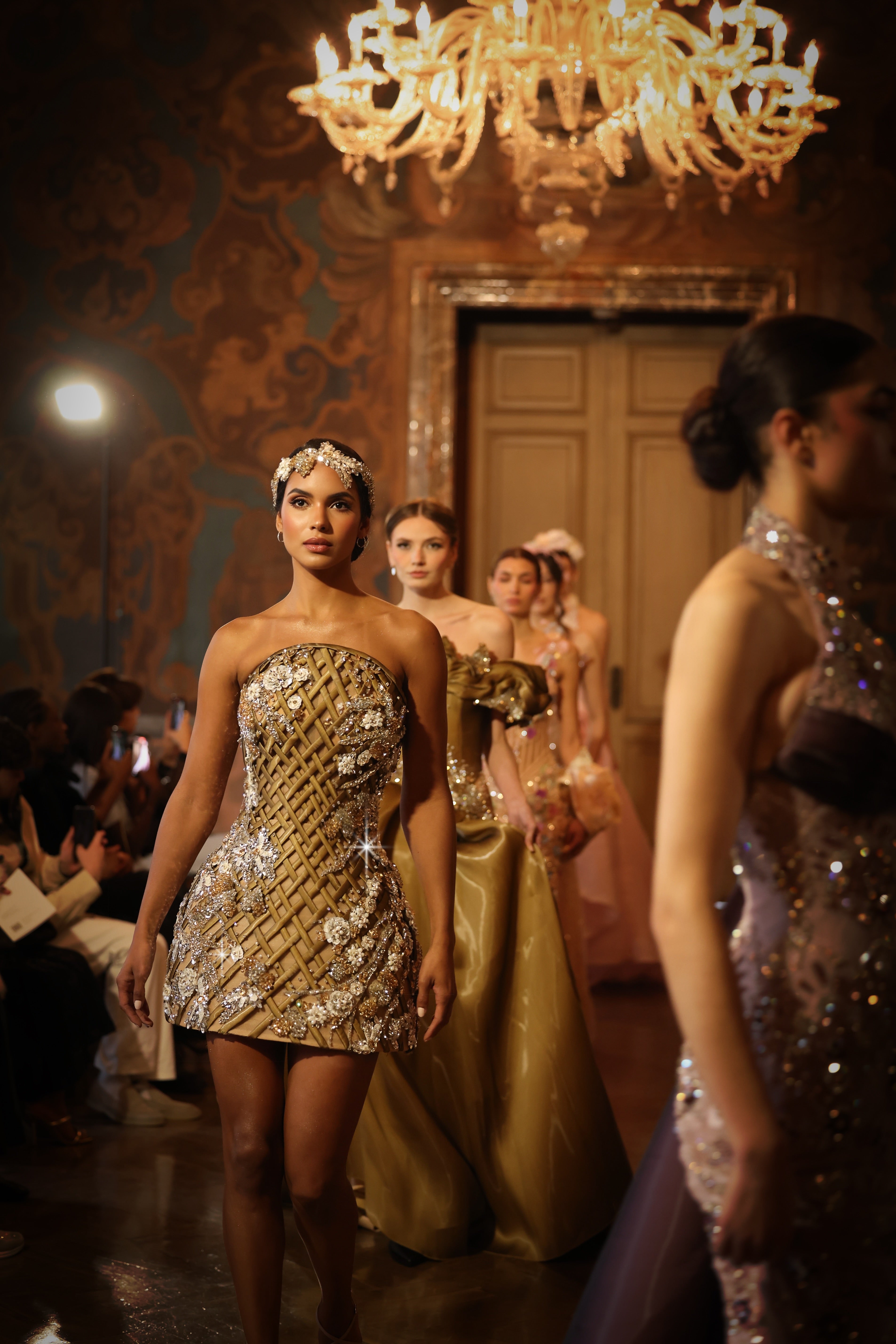 Alessandra - Strapless Embellished Mini Dress