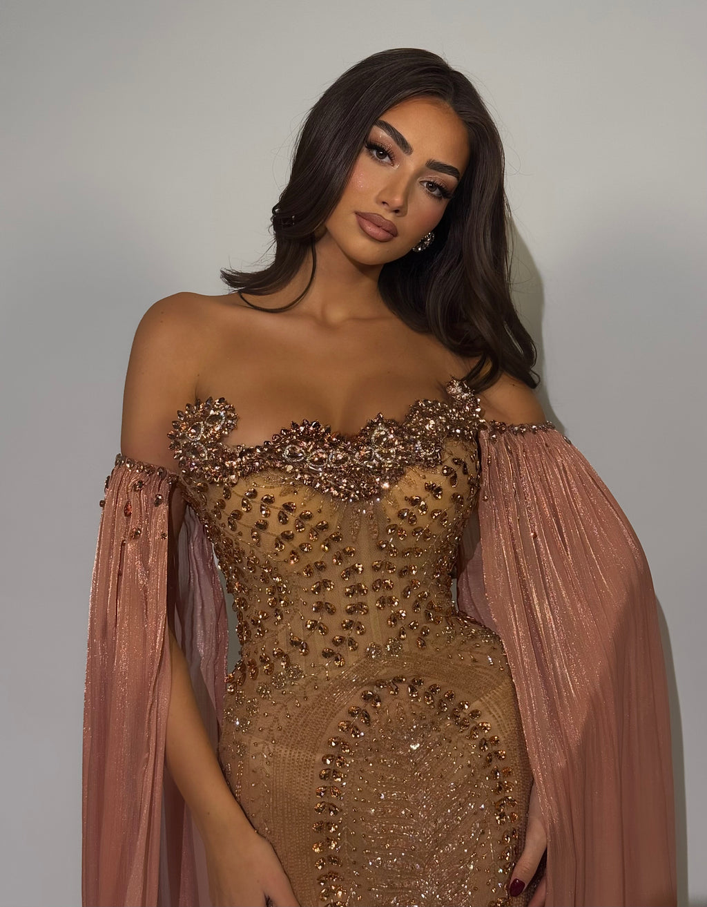 Amarisse - Long Dress with draped sleeves