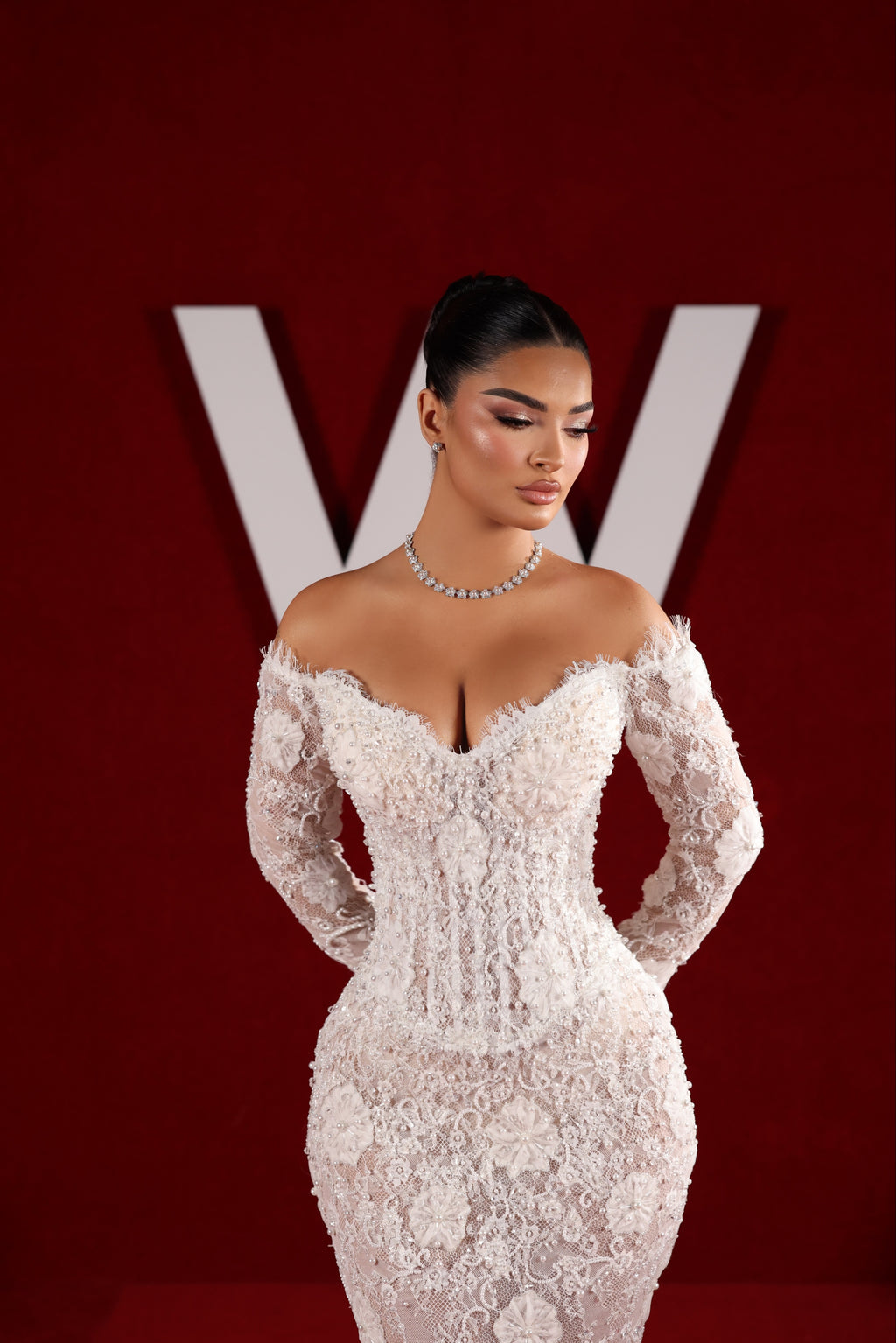 Liara - Off Shoulder Lace Corset Mermaid Gown