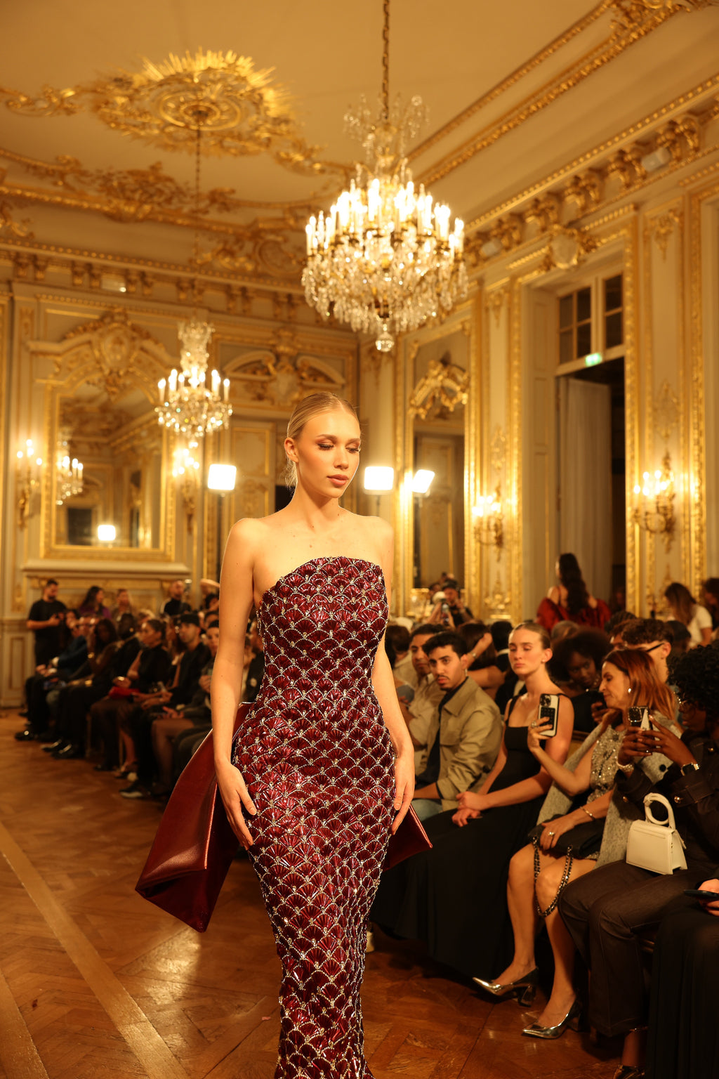 Erestina - Strapless Burgundy Gown