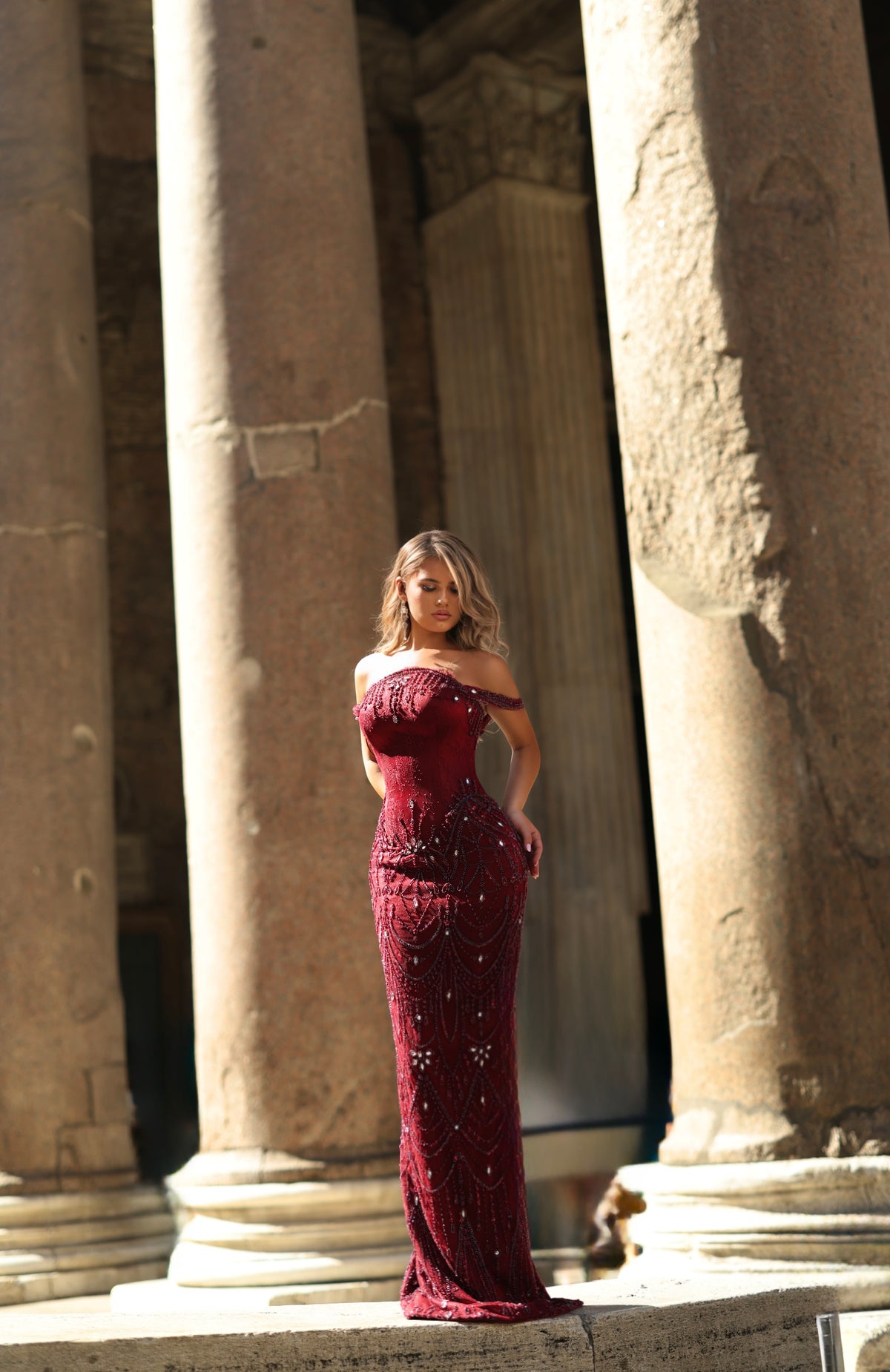 Giulietta - Beaded drape fitted dress
