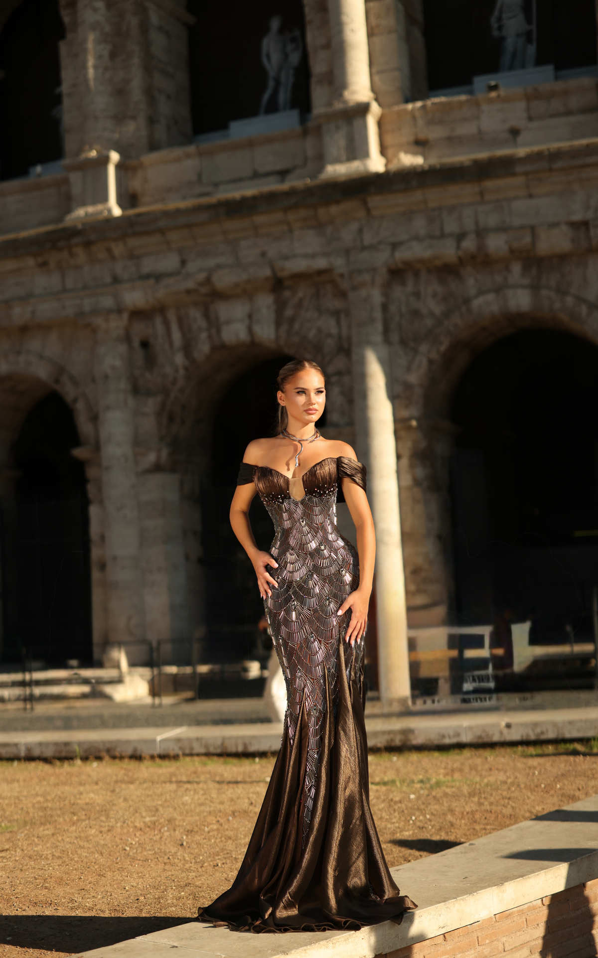 Erestina - Geometric beaded gown