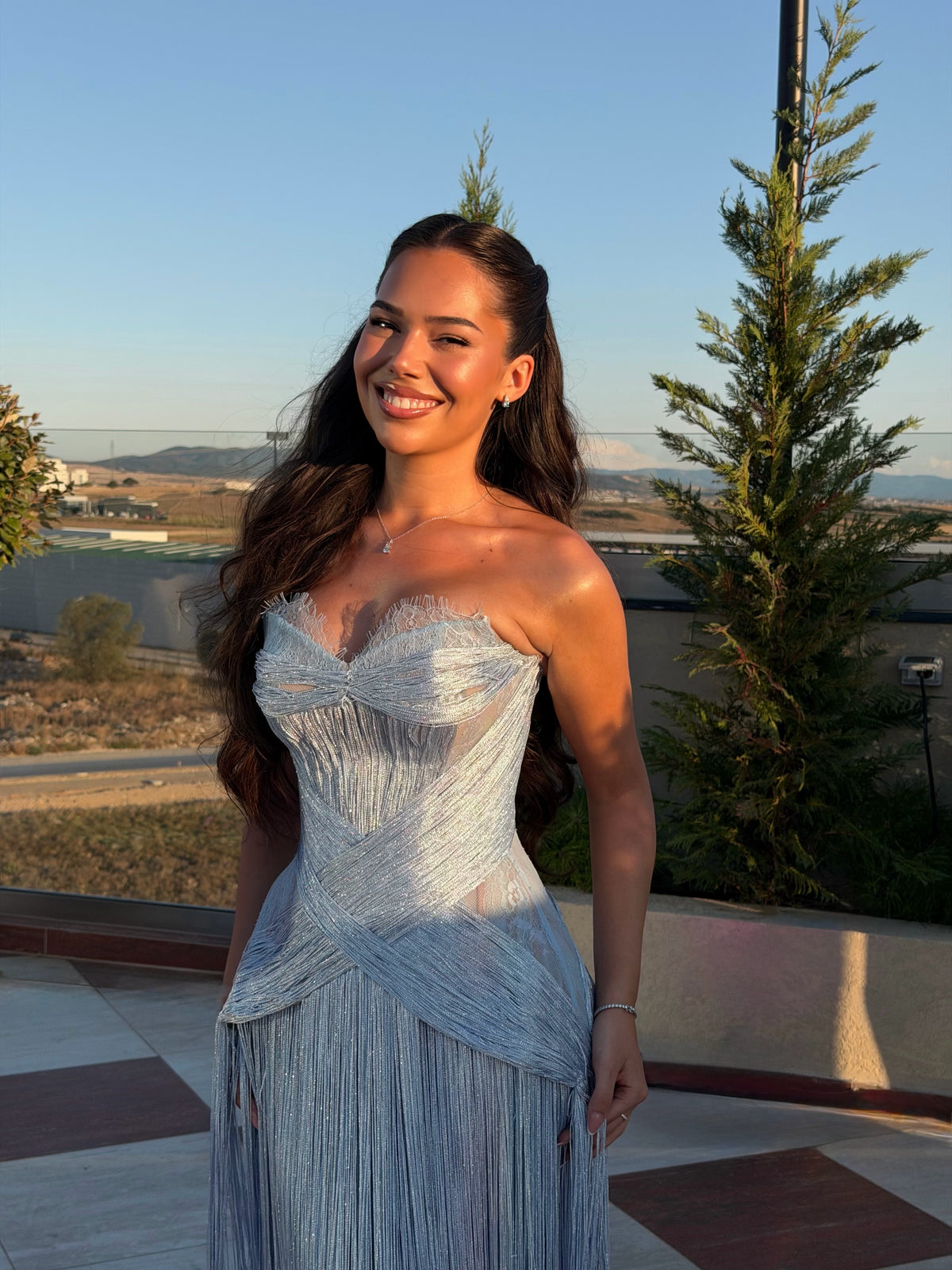 Ronesa - Fringe corset lace gown
