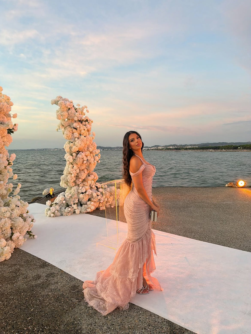 Mirlinda - Ruched lace mermaid gown