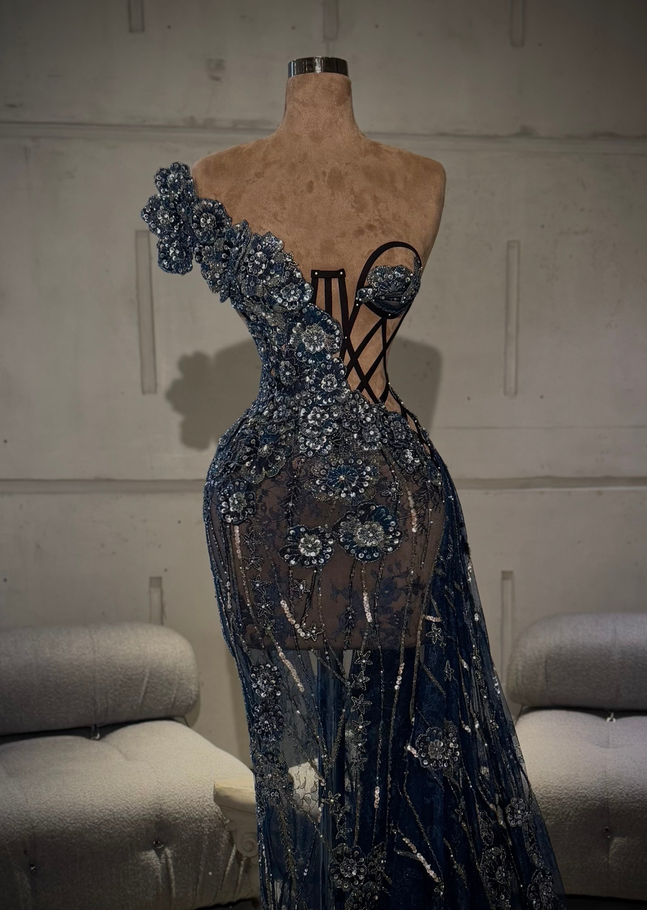 Nissa - One Shoulder Embellished Gown