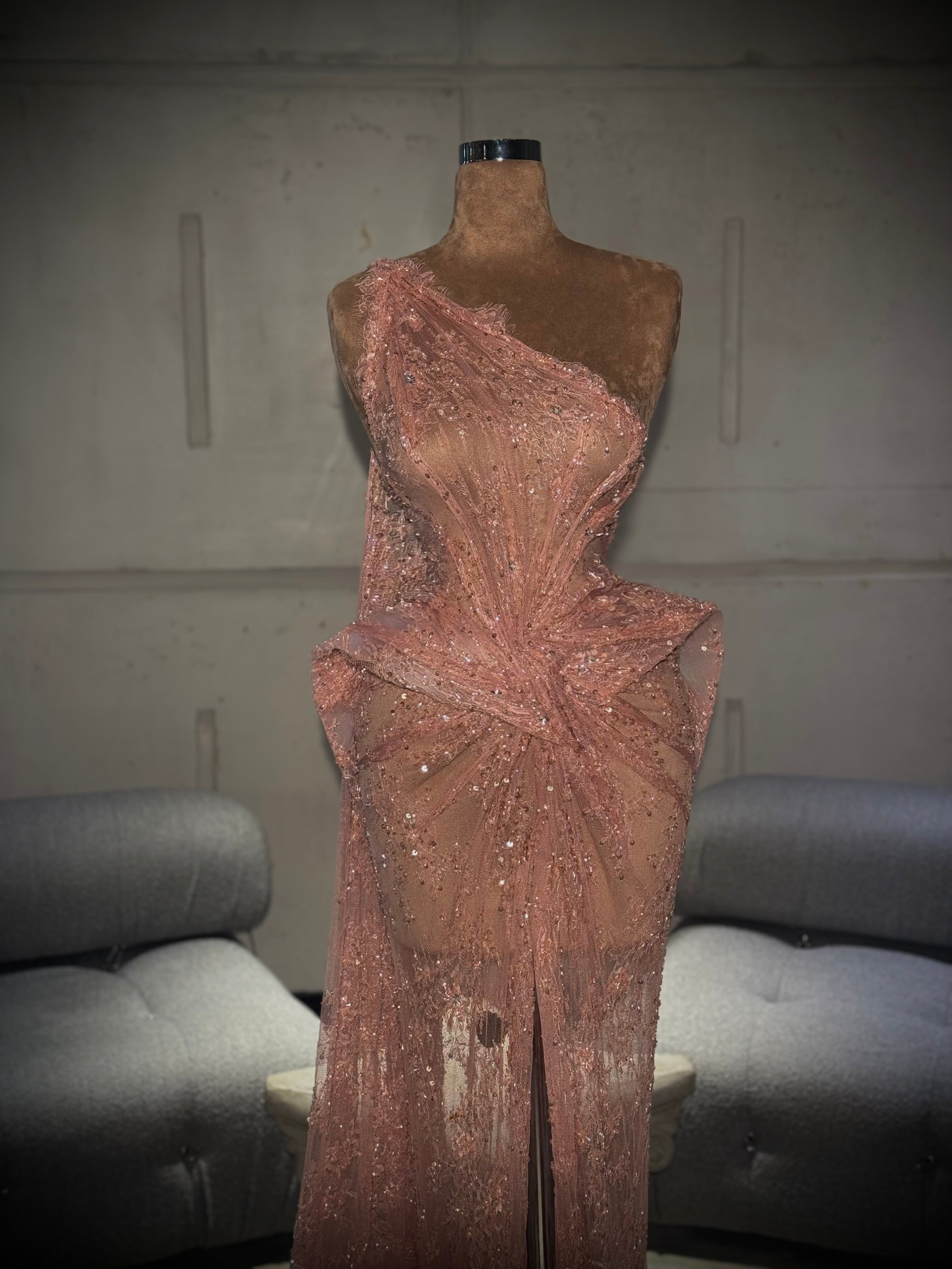 Nayomi – One Shoulder Blush Gown