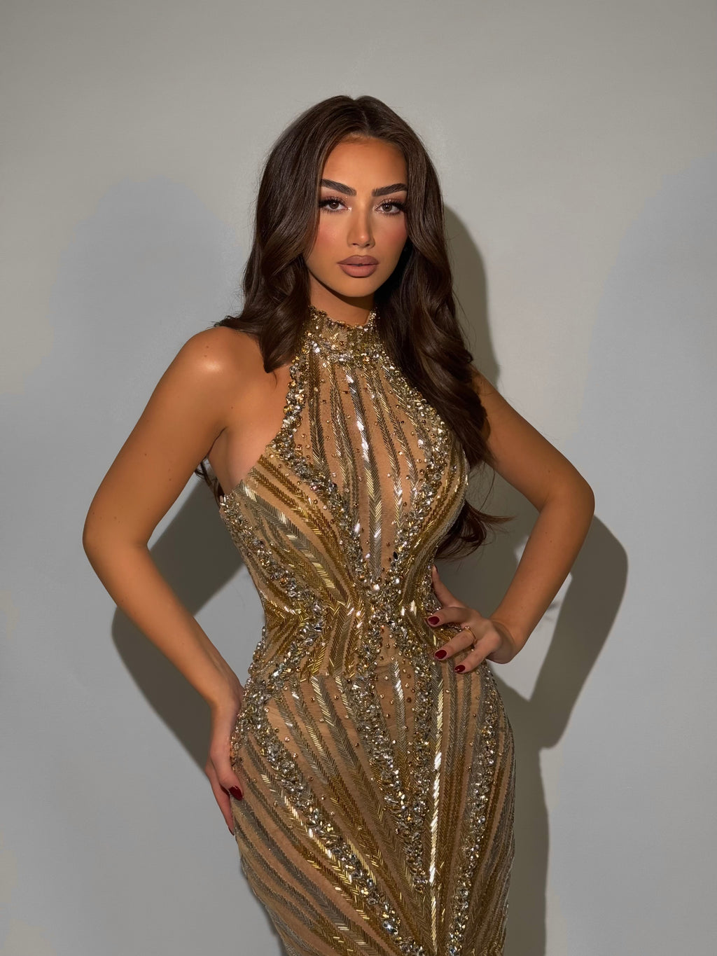 Ada - Halter Neck Beaded Gown