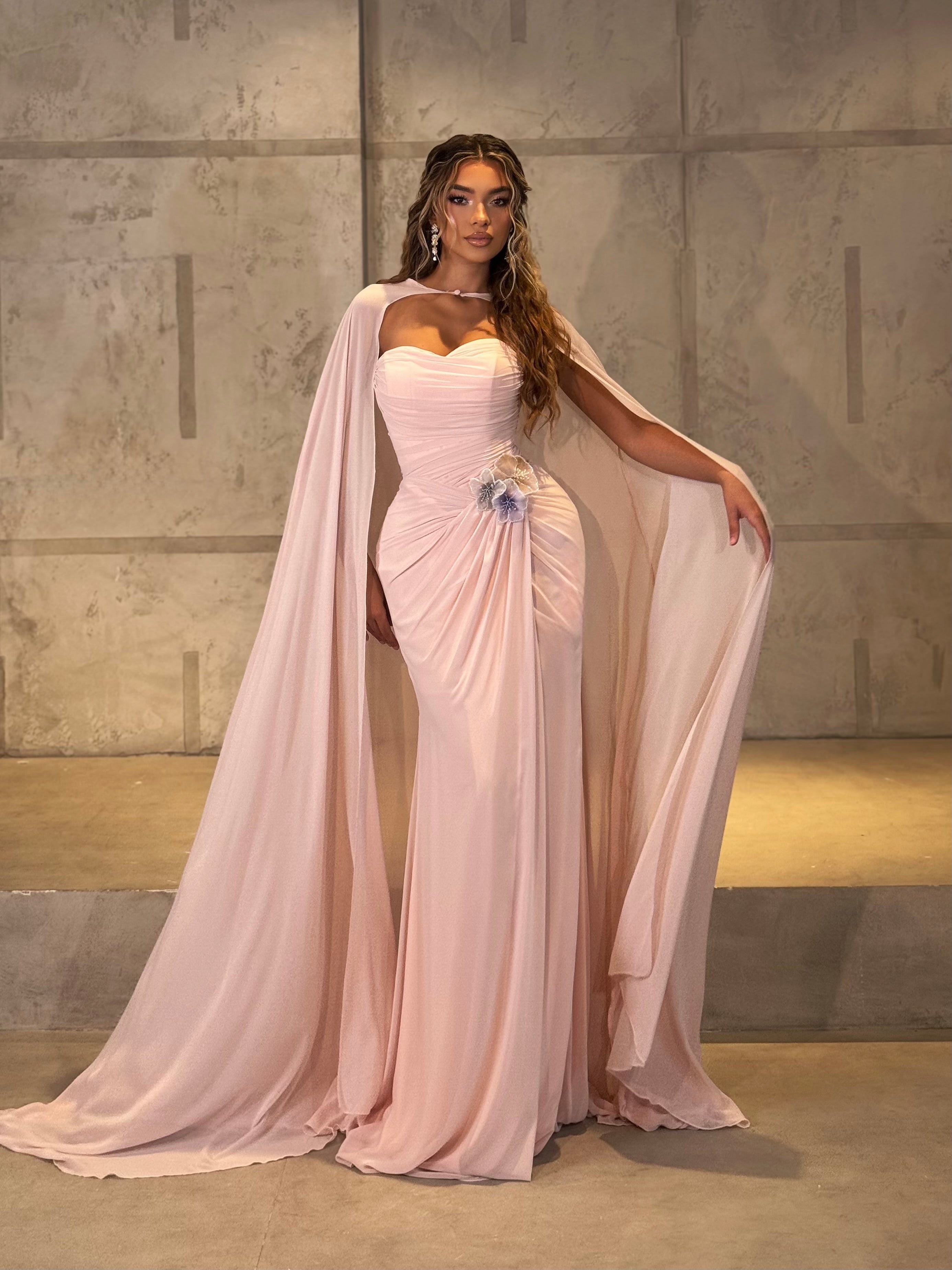 Elora - Draped Cape Gown