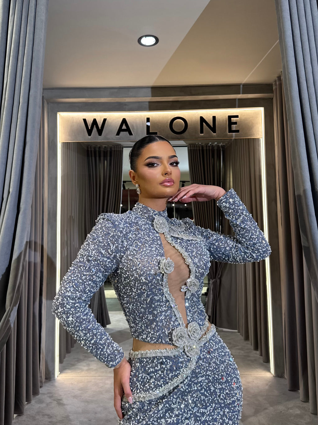 High Neck Mermaid Sequin Gown