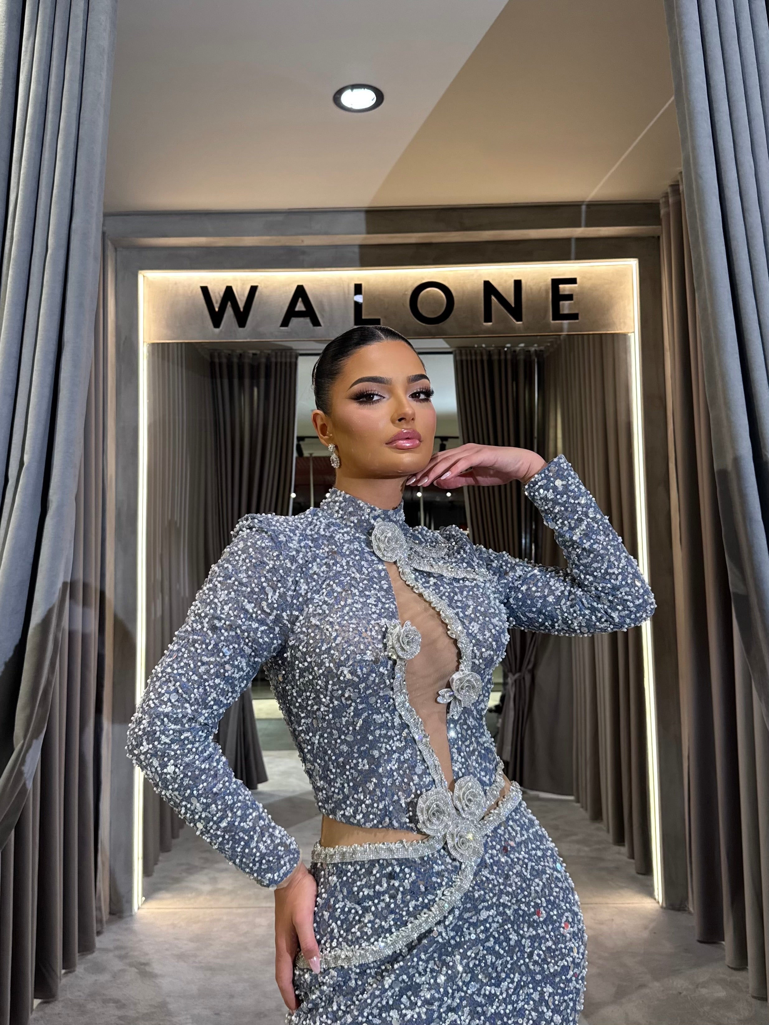 High Neck Mermaid Sequin Gown