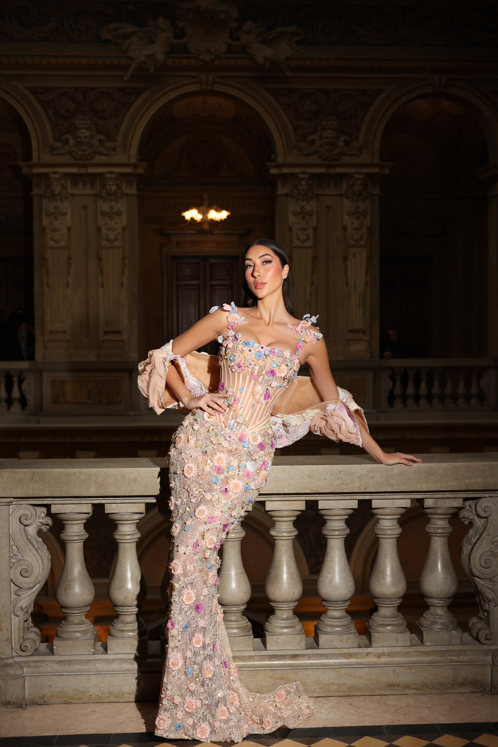 Triana - Floral Embroidered Gown