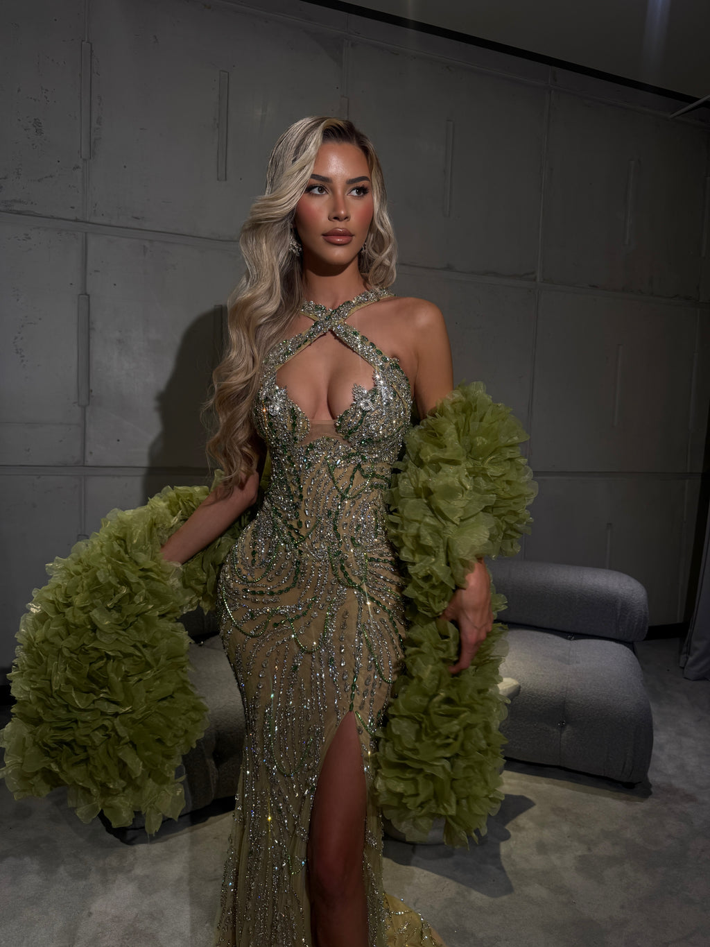 Rosalina - Crystal Embellished Halter Gown