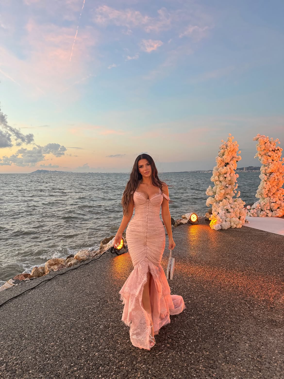 Mirlinda - Ruched lace mermaid gown