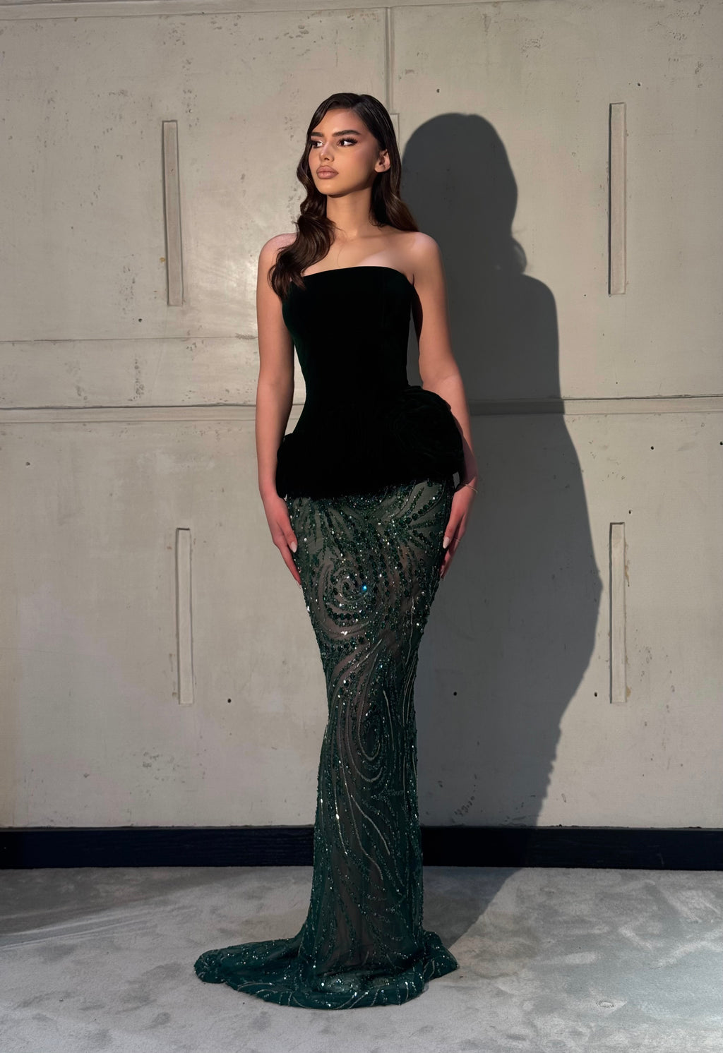 Elvira - Emerald Beaded Gown