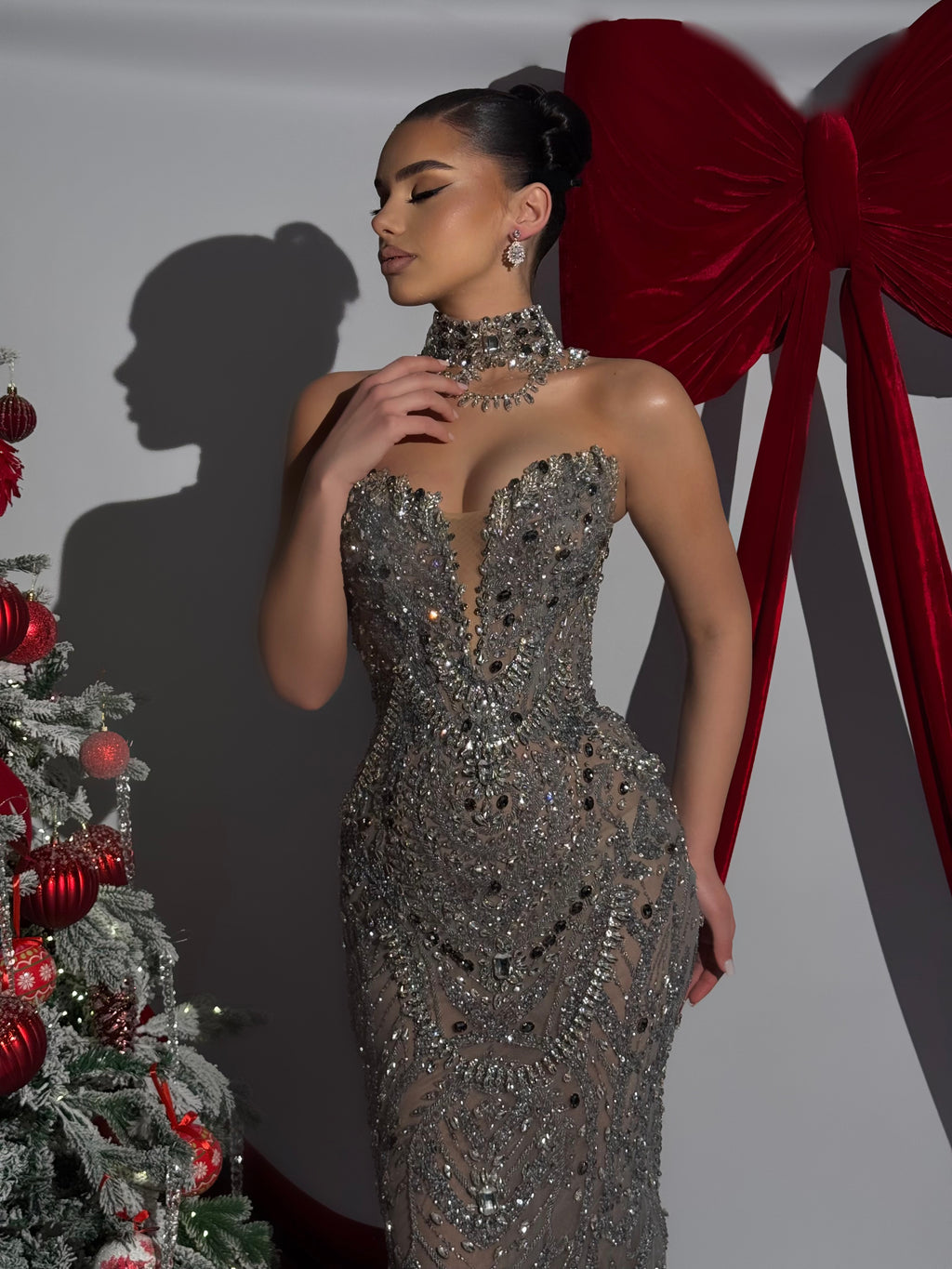 Lioré - Strapless Crystal Choker Gown