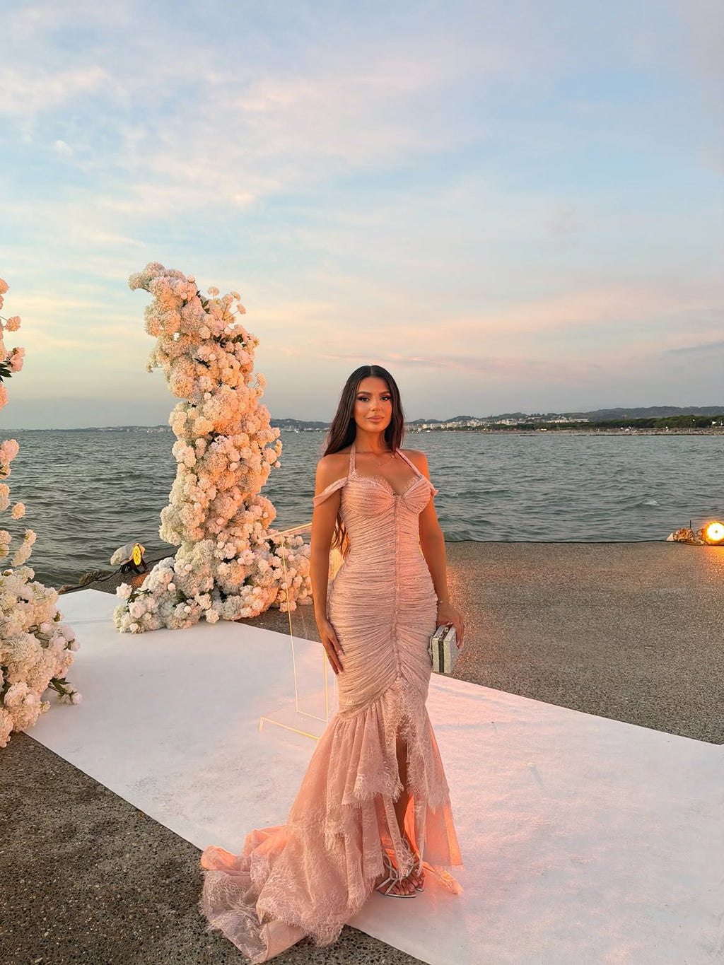 Mirlinda - Ruched lace mermaid gown