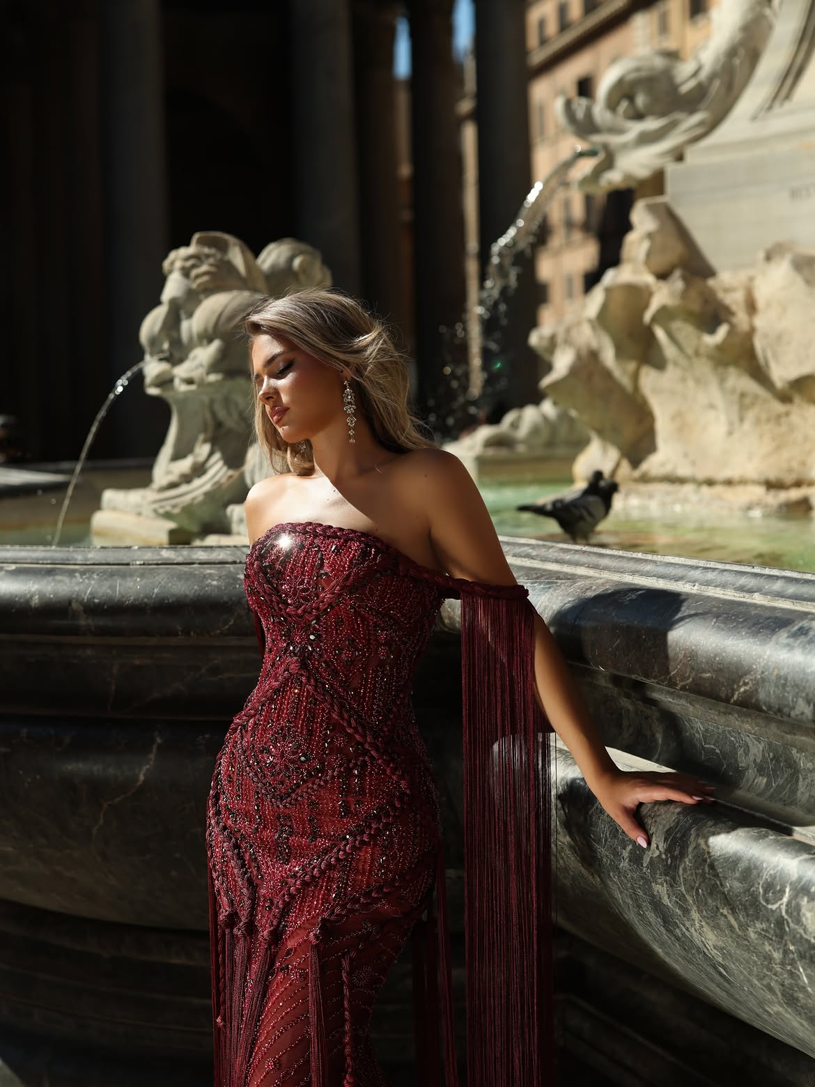 Fiorella - Beaded fringe gown