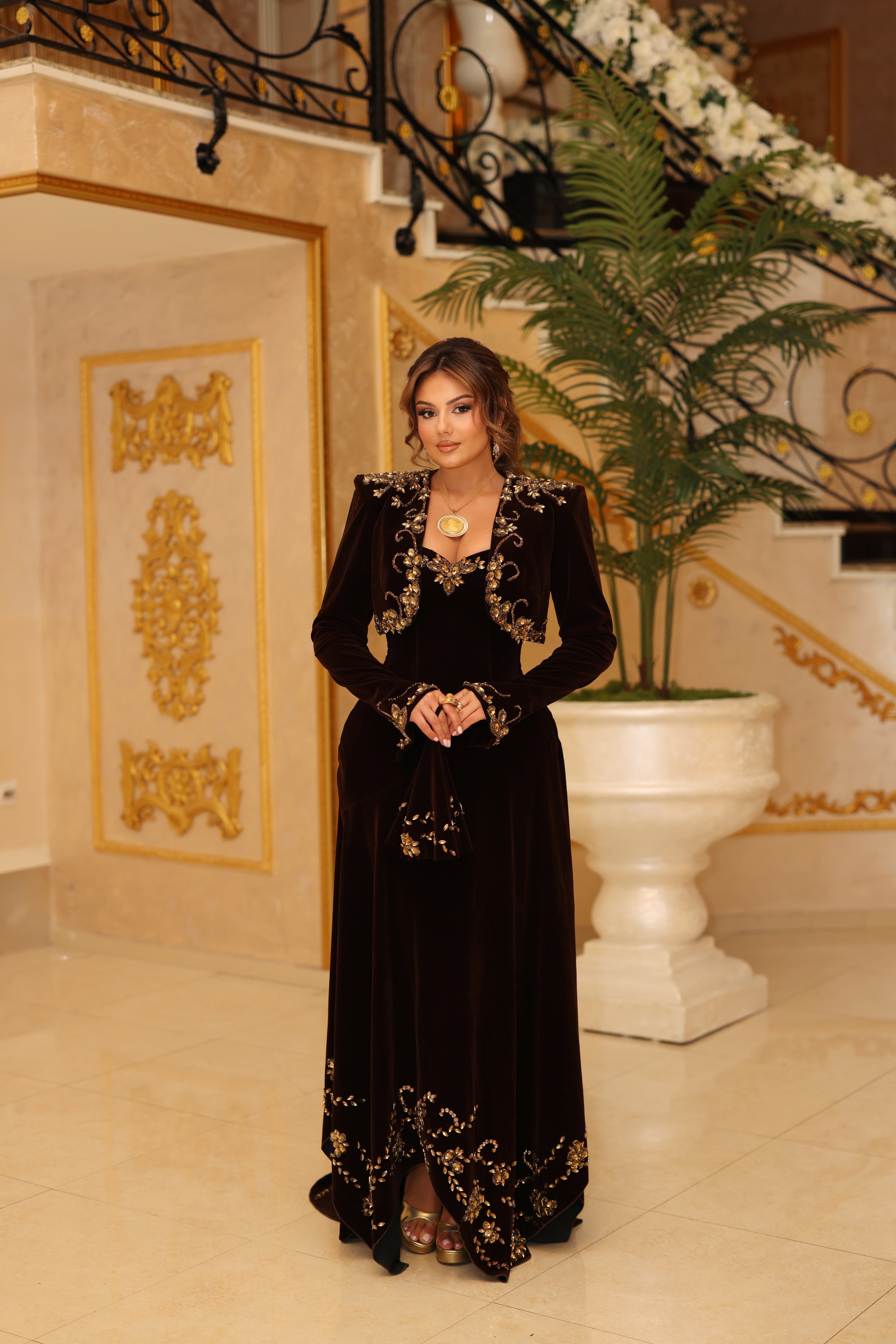 Andronika - Embellished Velvet Gown