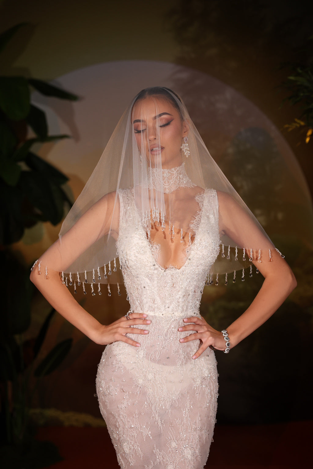 Daorsa - Beaded Lace Mermaid Gown