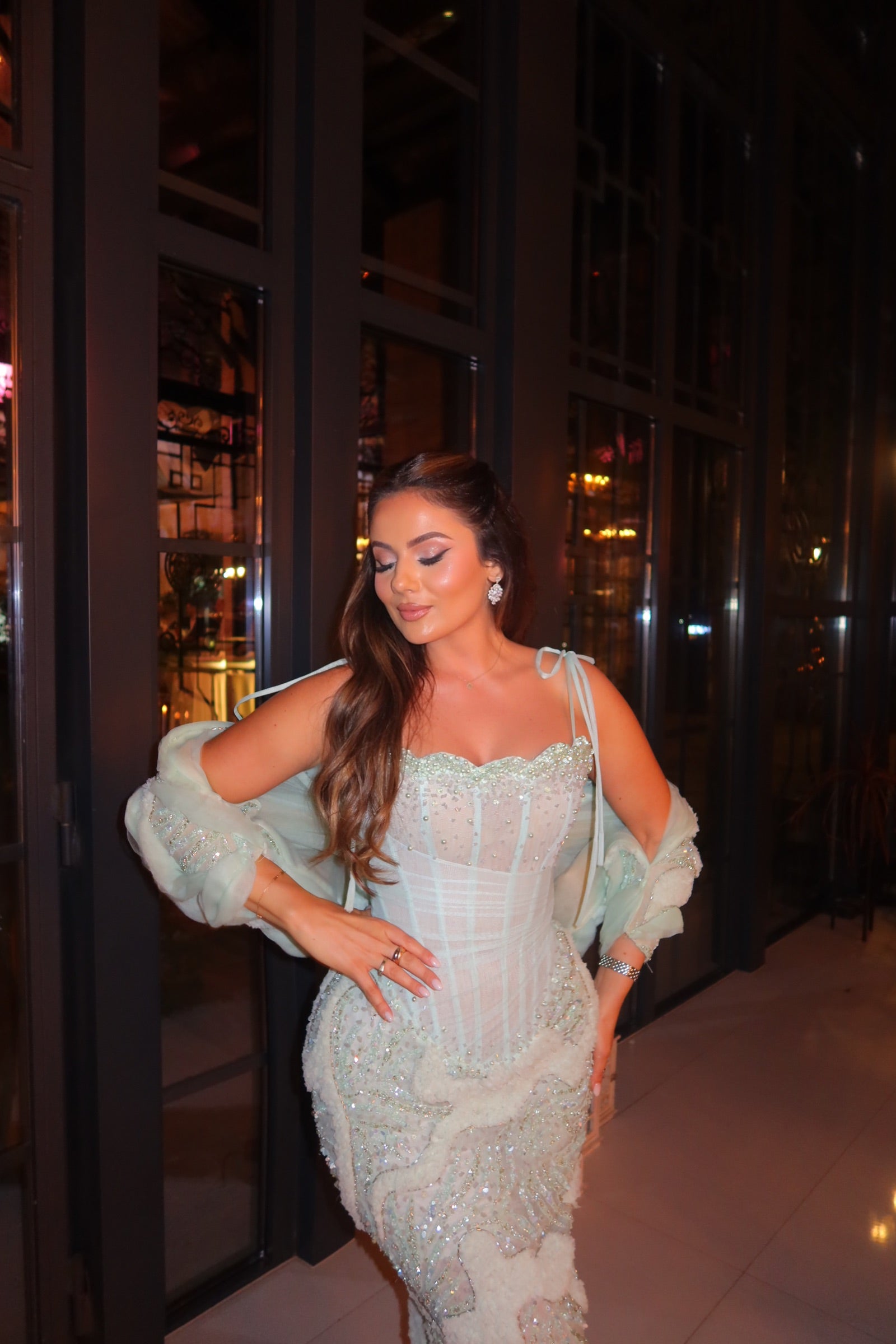 Seafoam Crystal Corset Gown