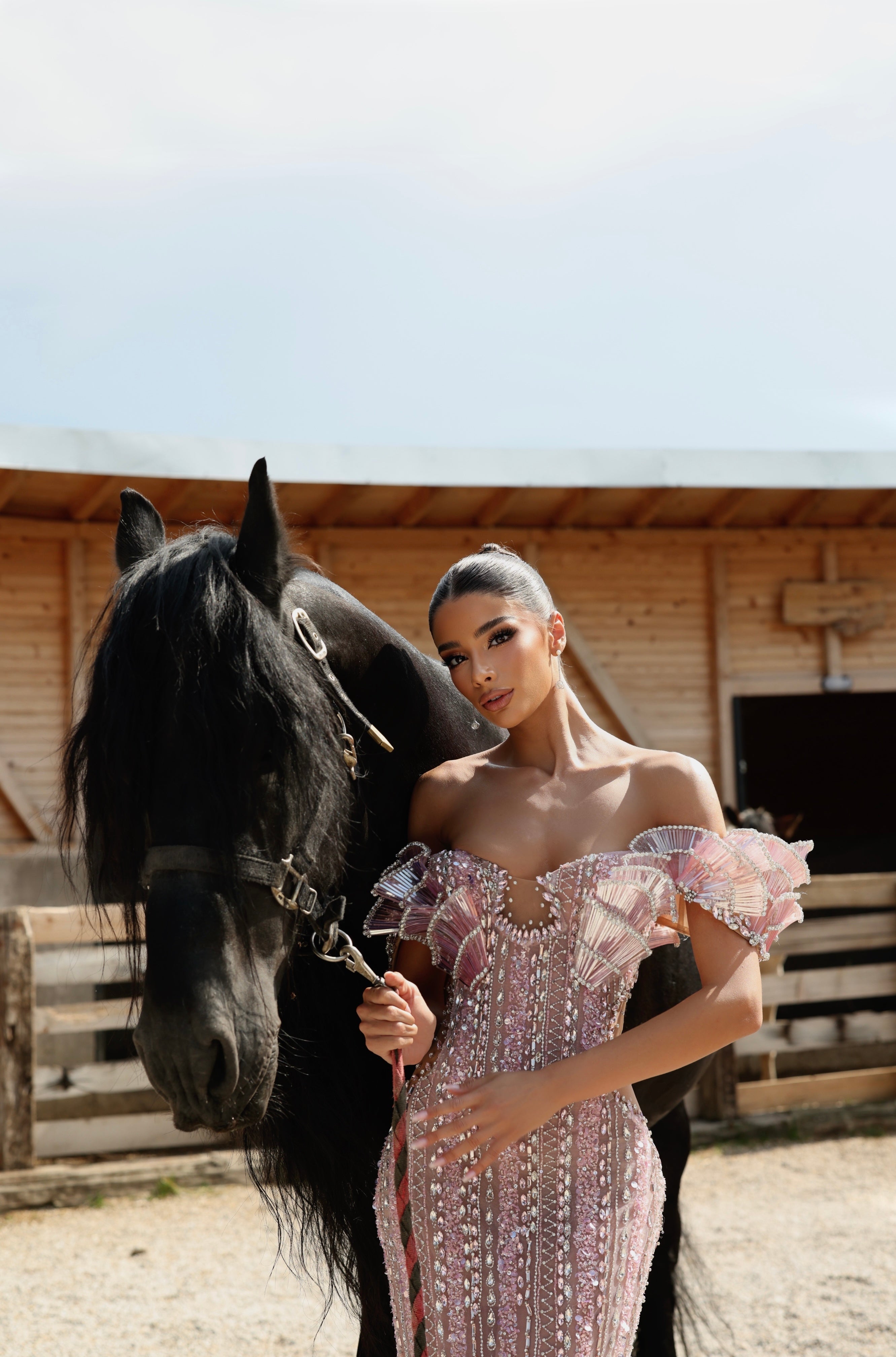 Nela - Off Shoulder Crystal Gown
