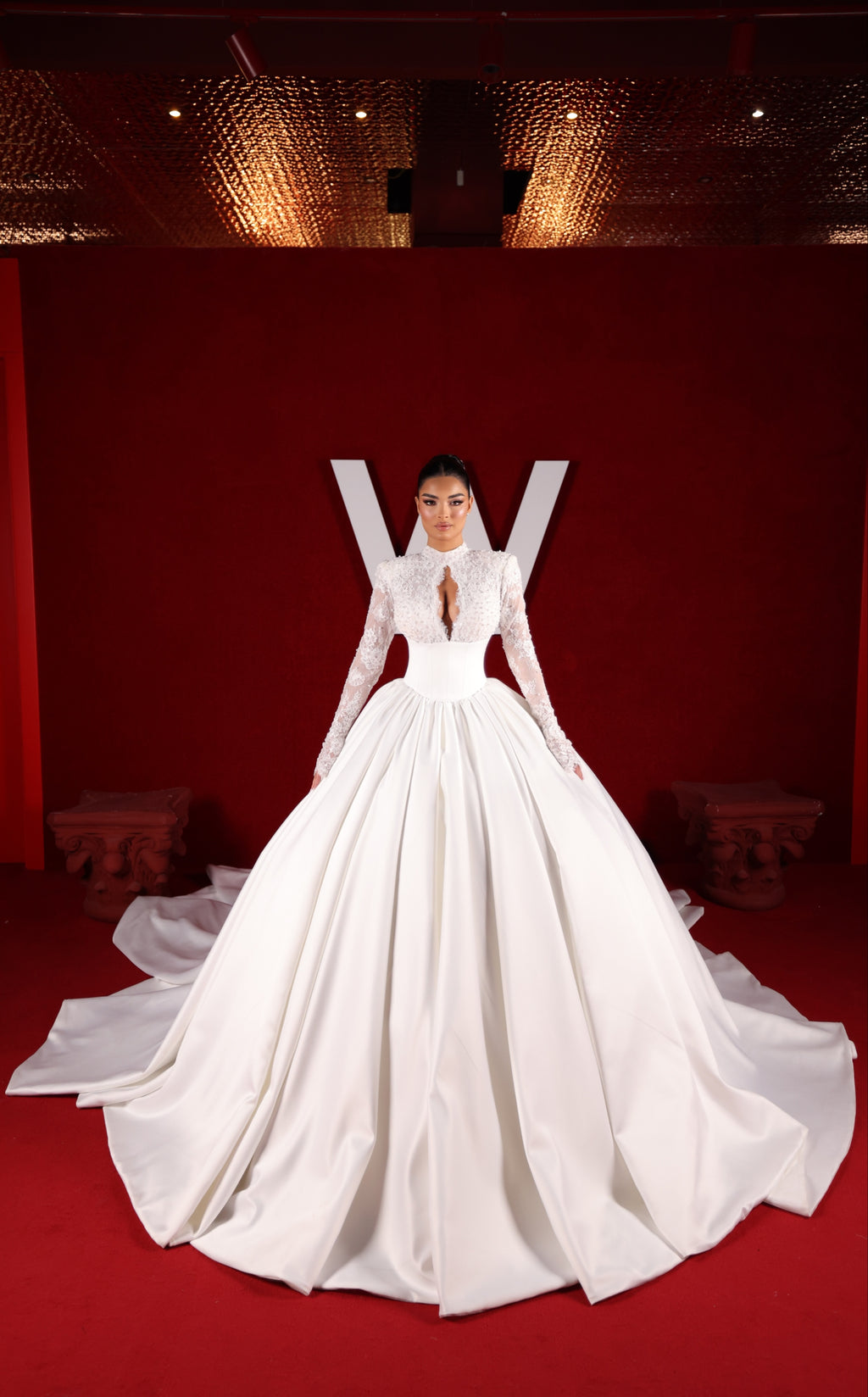 Vessa - High Neck Lace Ball Gown