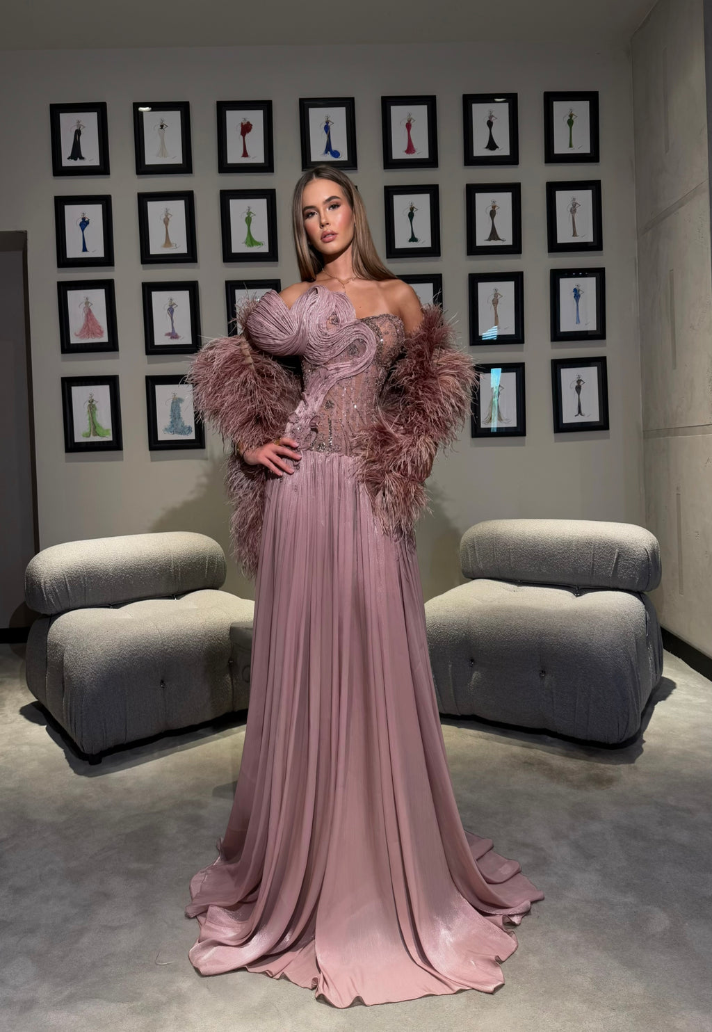 Rozá - Mauve Flowing Gown