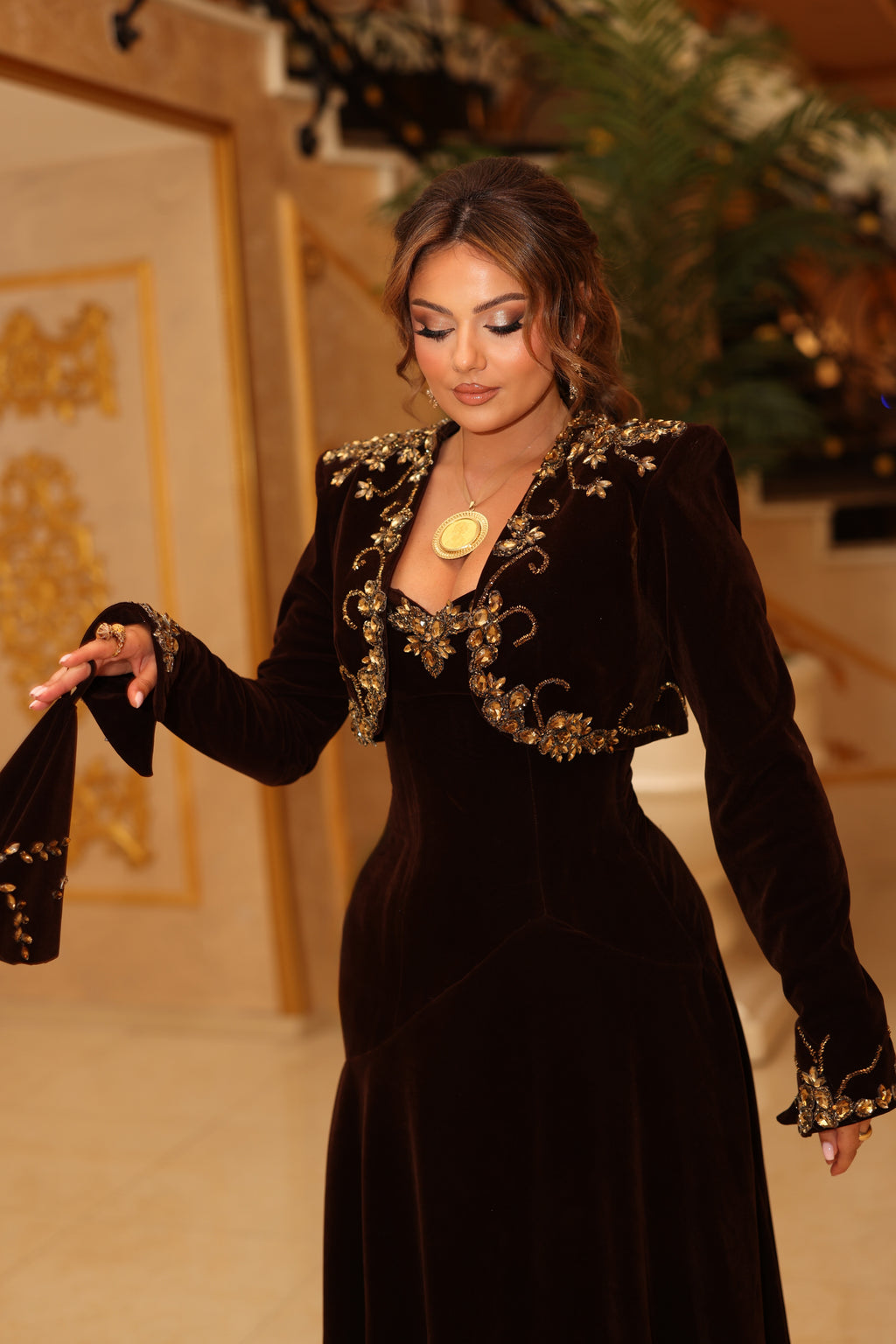 Andronika - Embellished Velvet Gown