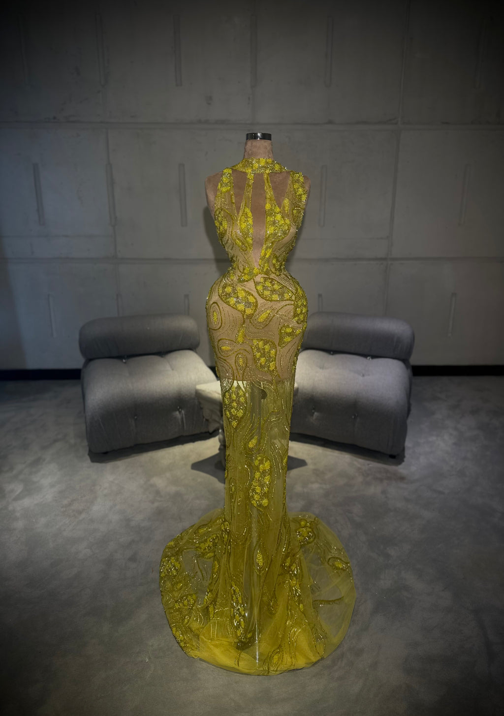 Laeah - Yellow halter neck gown