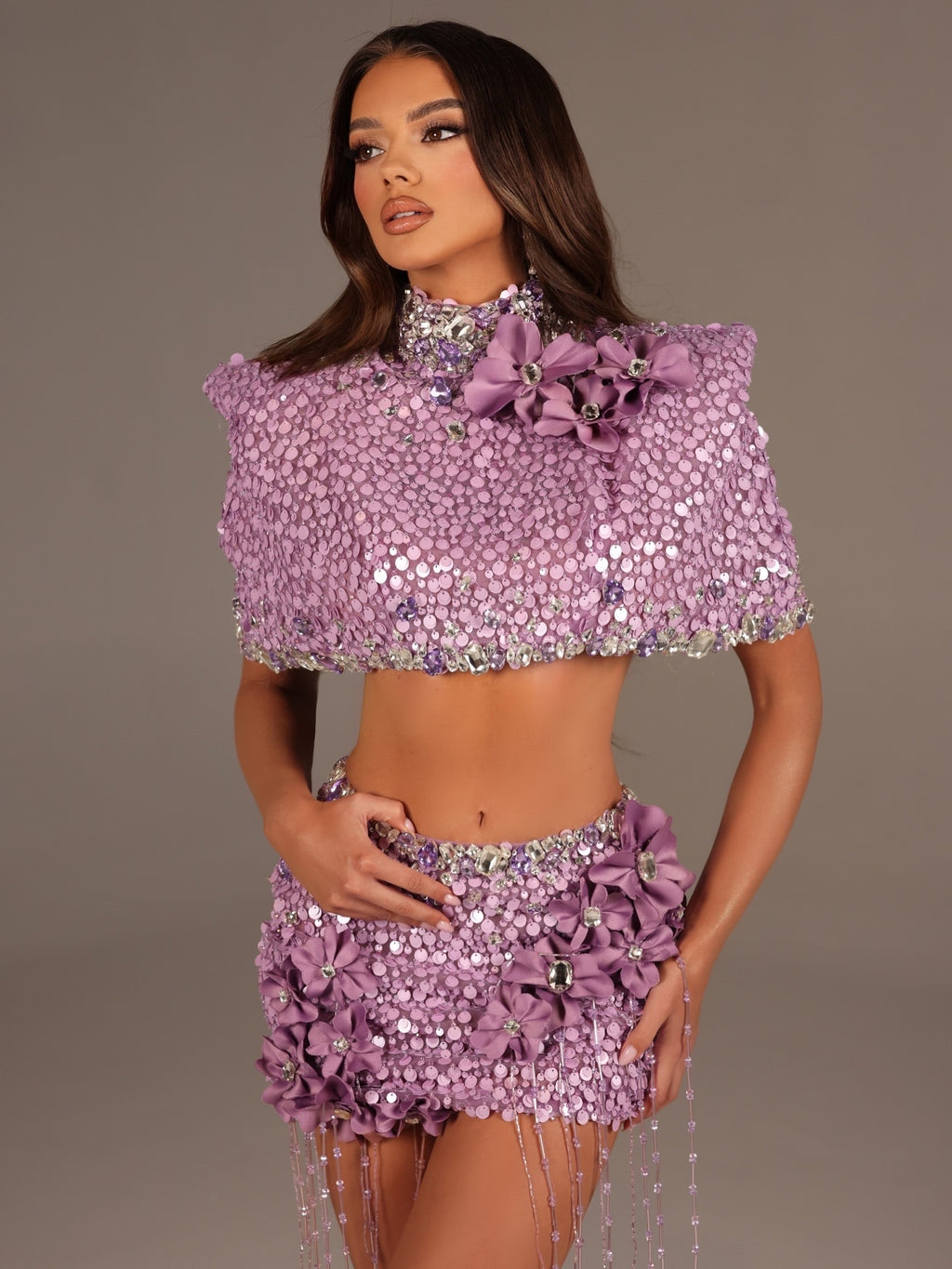 Melita - Sequin Crop Top Mini Skirt Set