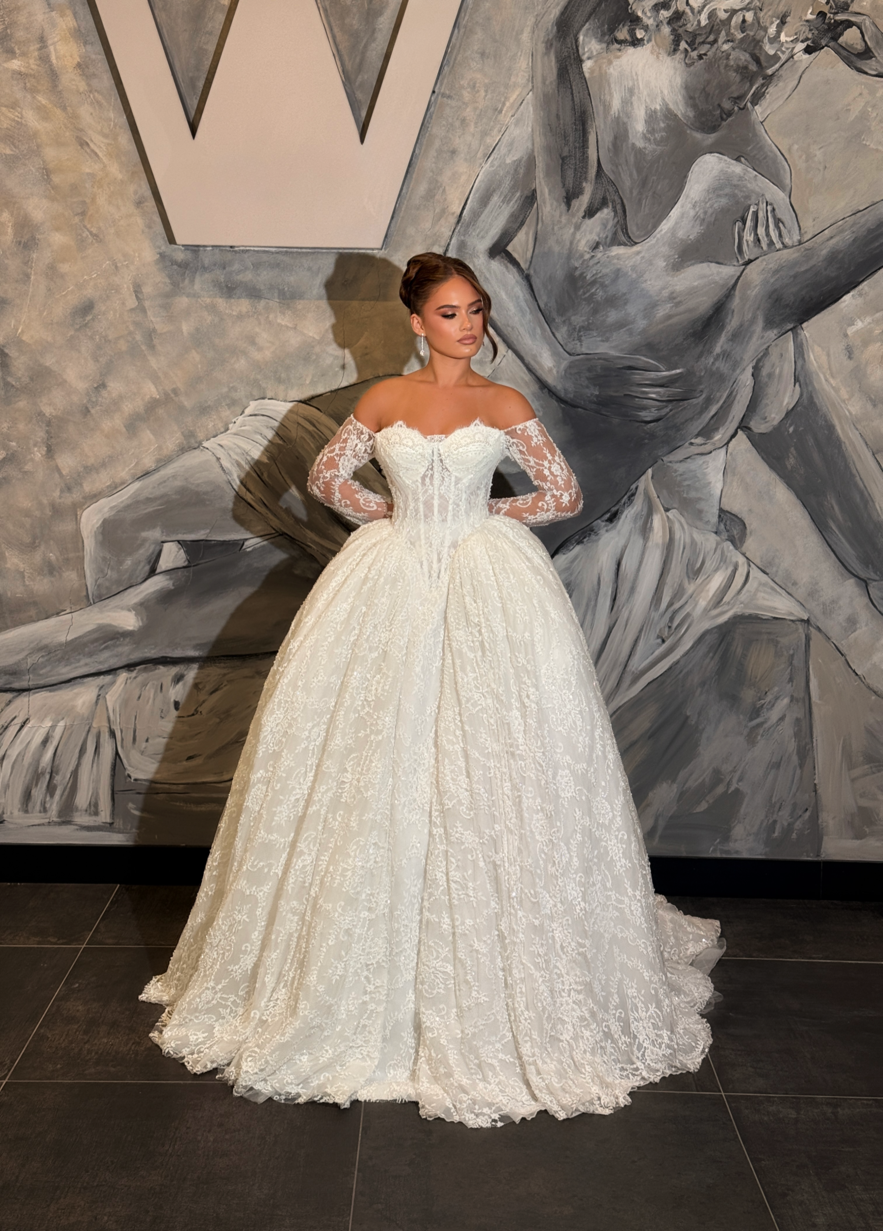 Inaya - Pearl sleeve bridal gown