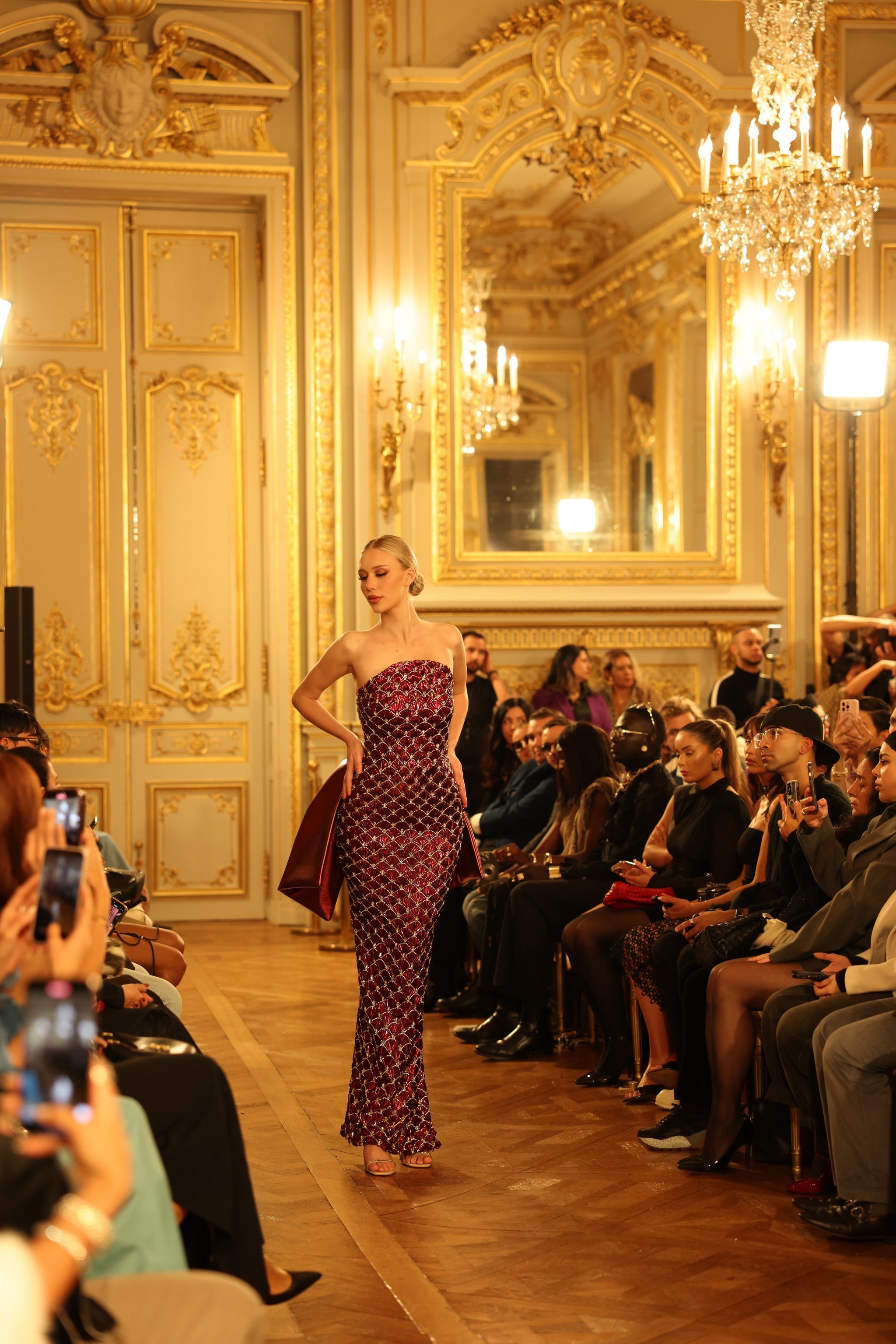 Erestina - Strapless Burgundy Gown