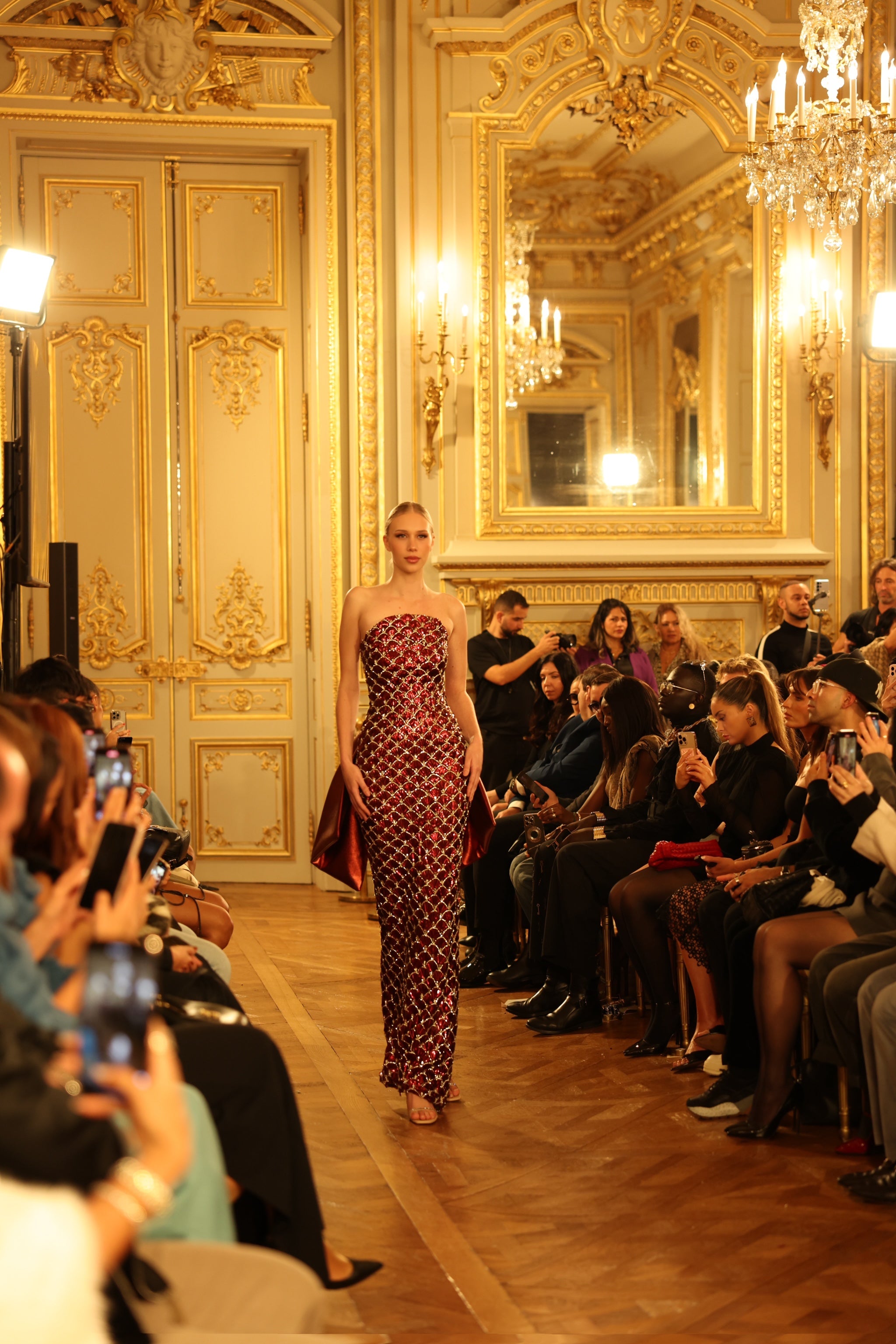 Erestina - Strapless Burgundy Gown