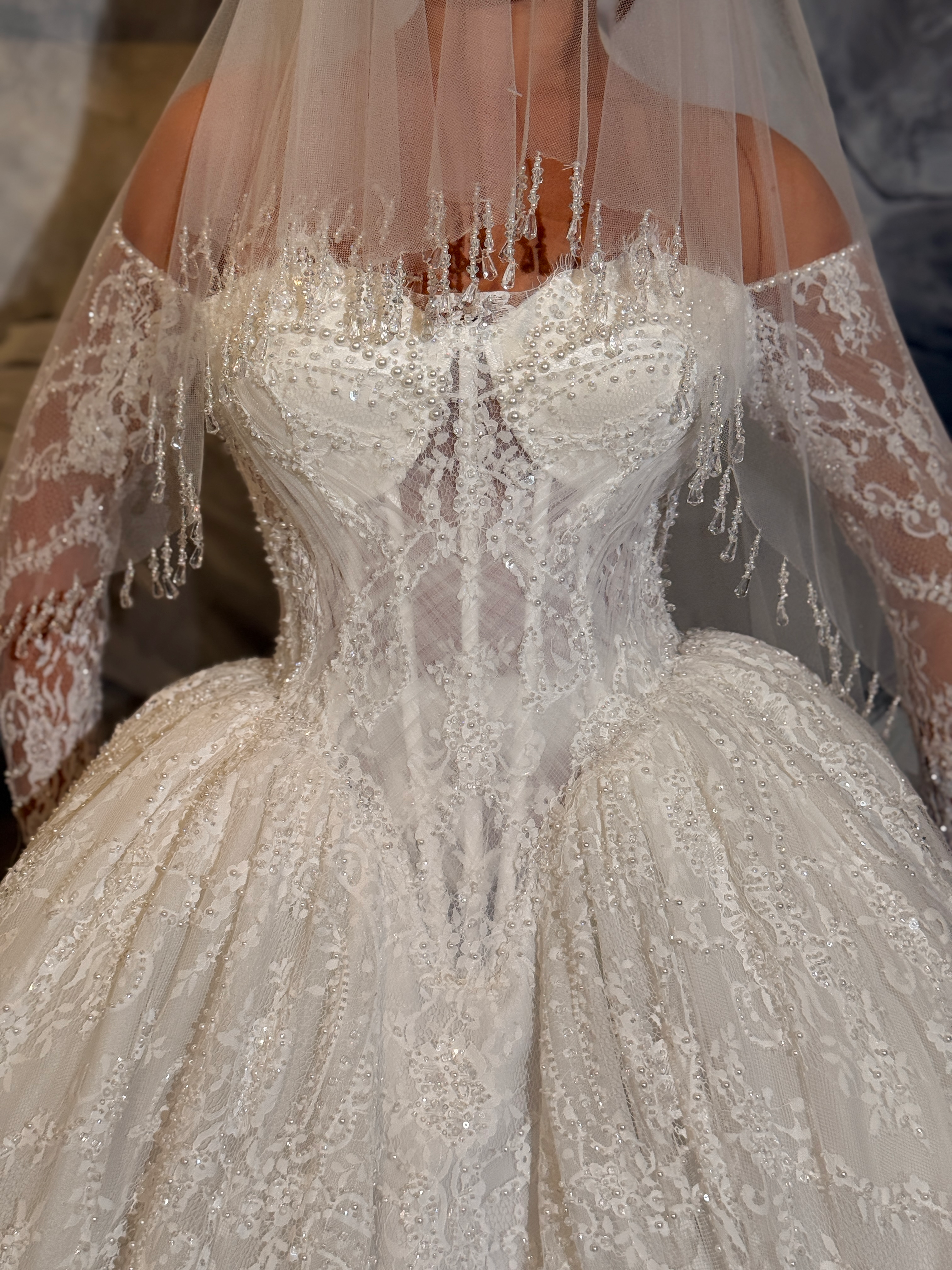 Inaya - Pearl sleeve bridal gown