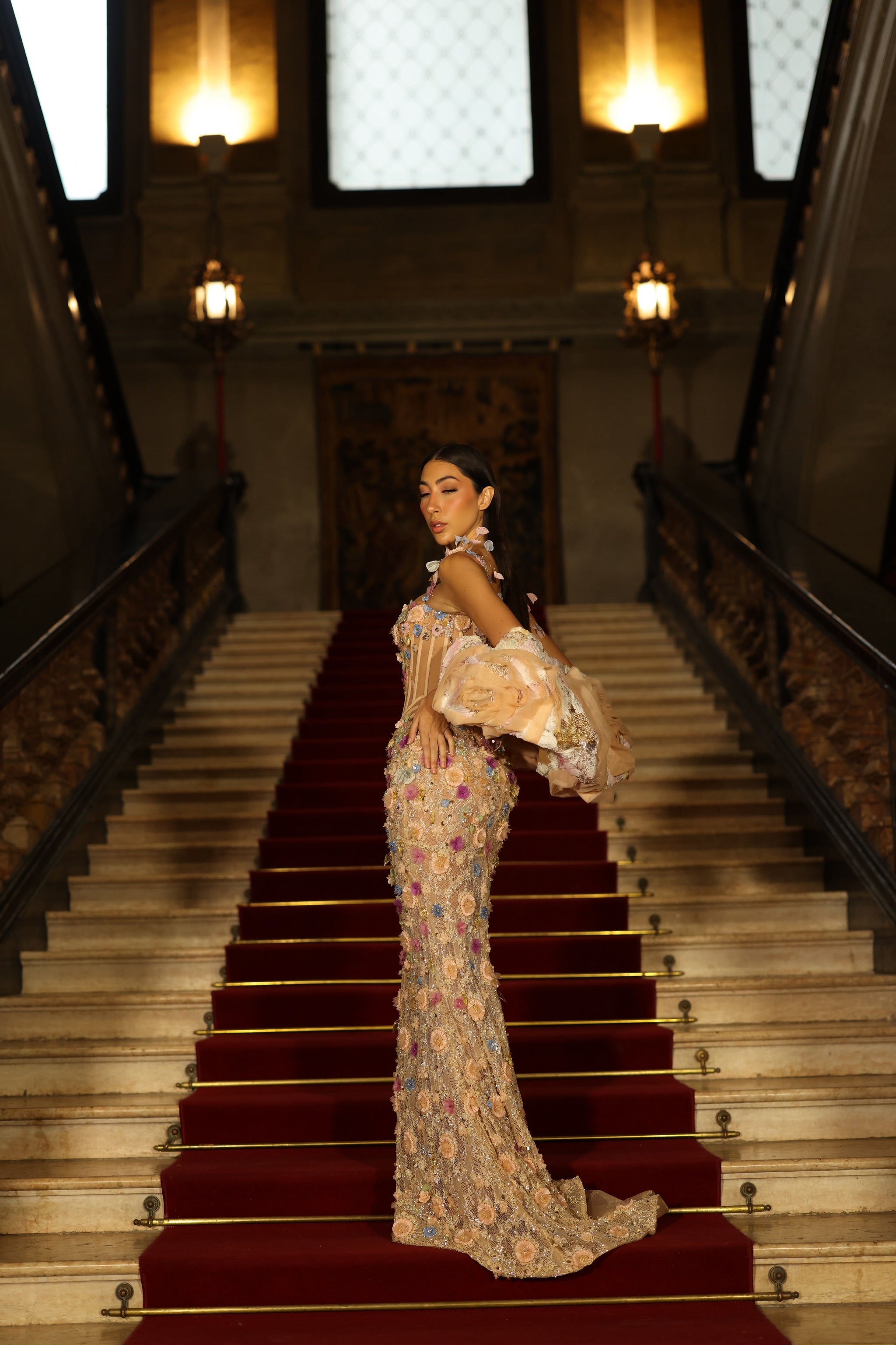 Triana - Floral Embroidered Gown