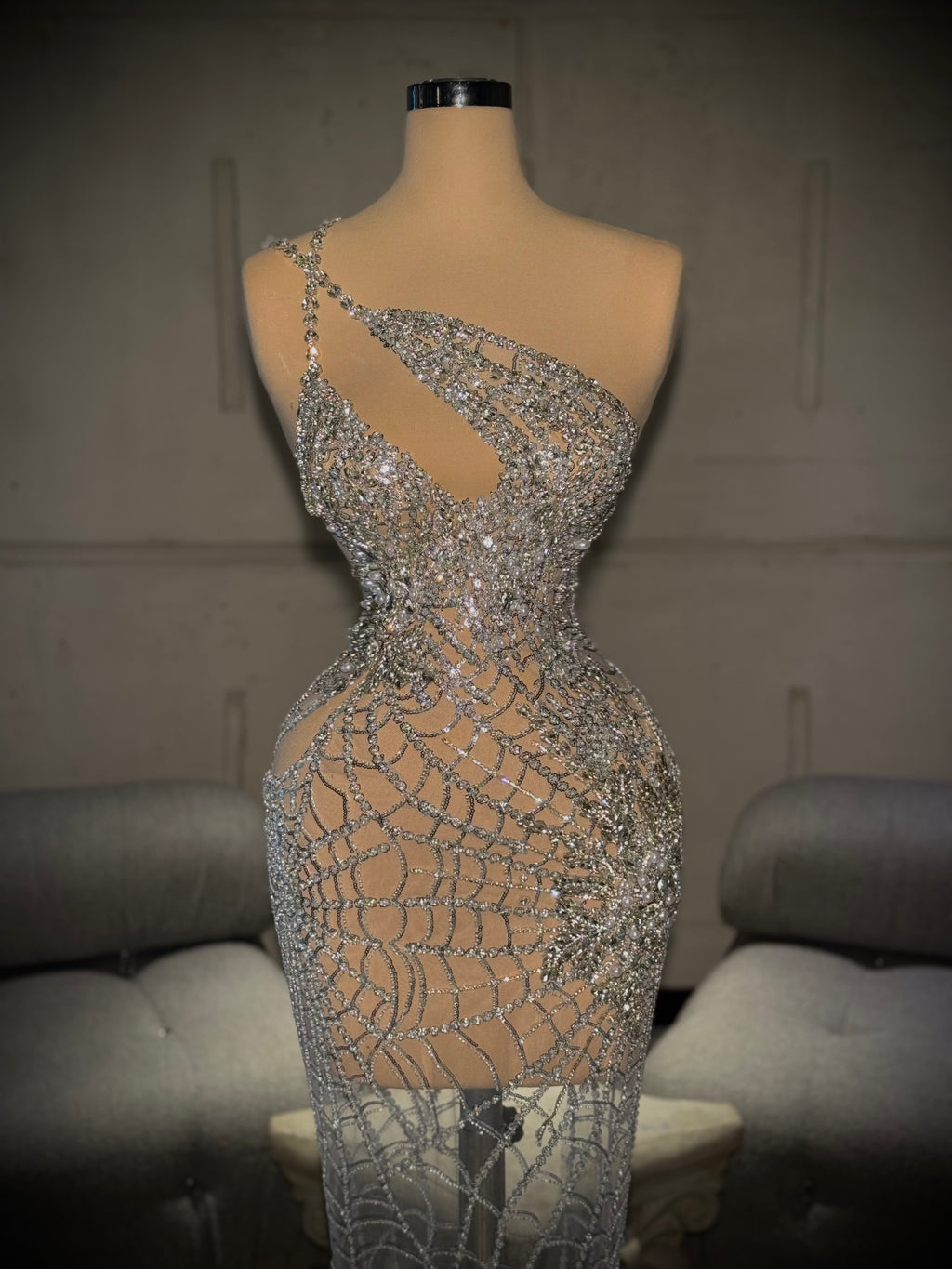 Celestina – Crystal Asymmetrical Gown