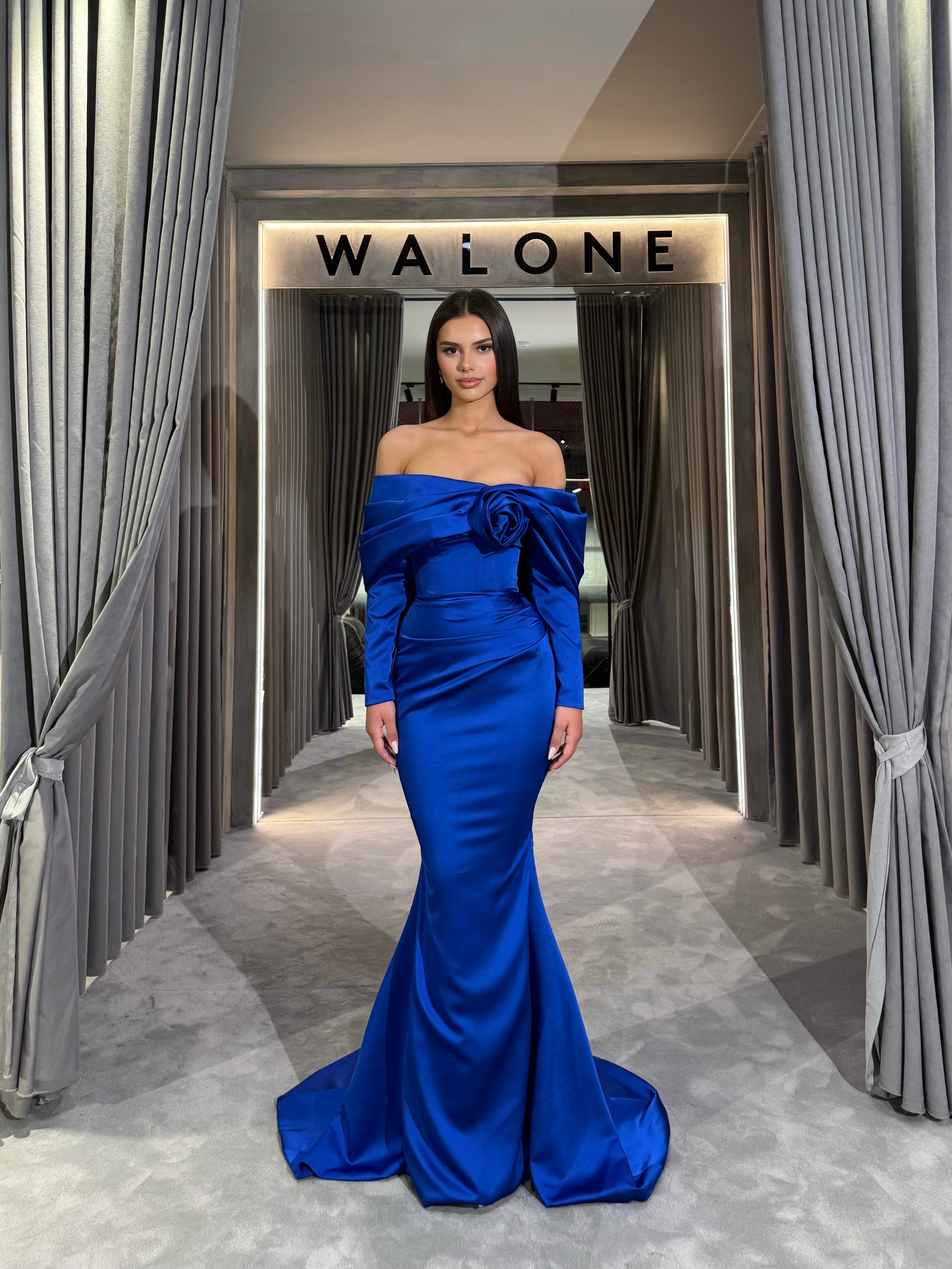 Laurel - Off shoulder Blue Gown