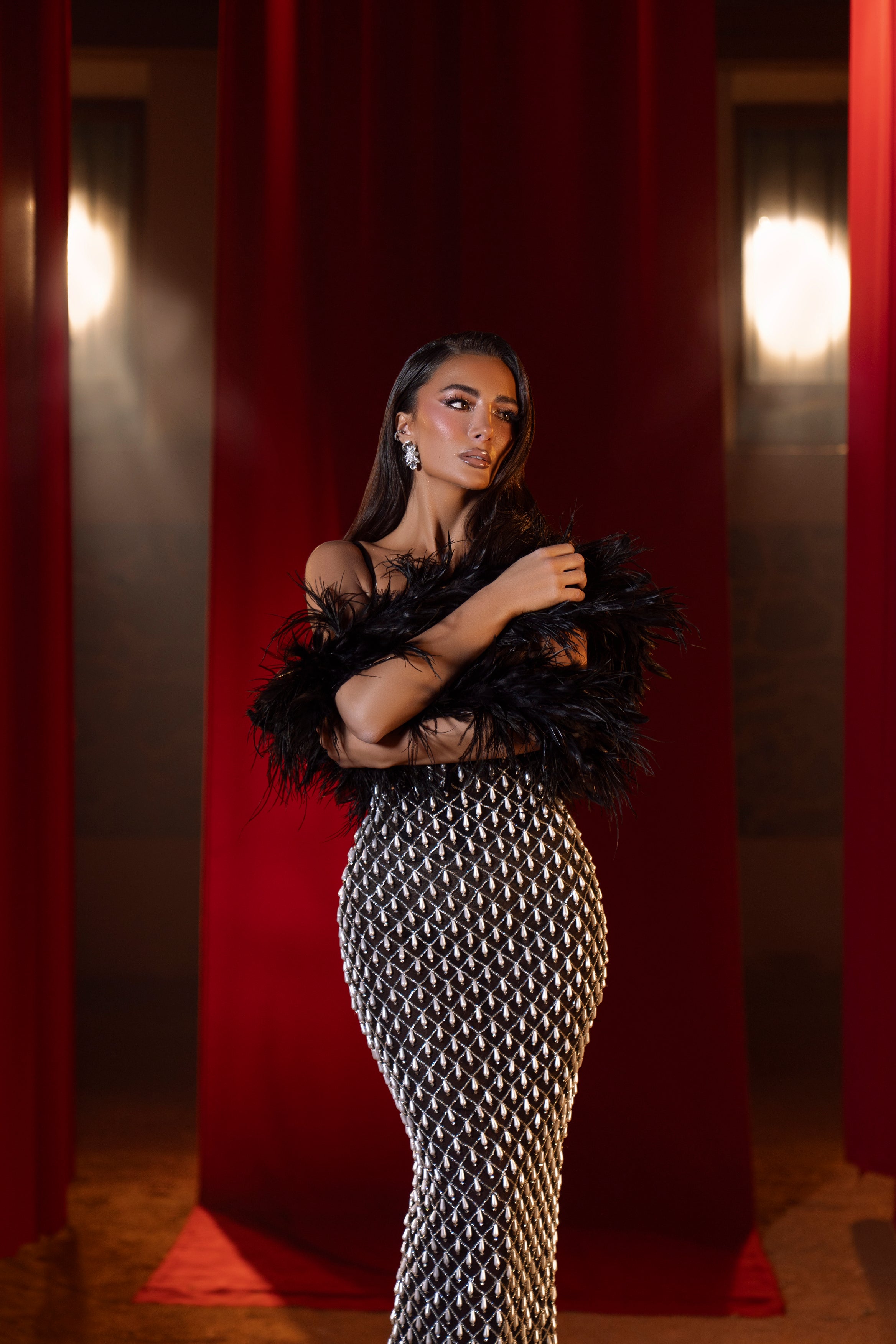 Elza - Lace Corset Beaded Gown