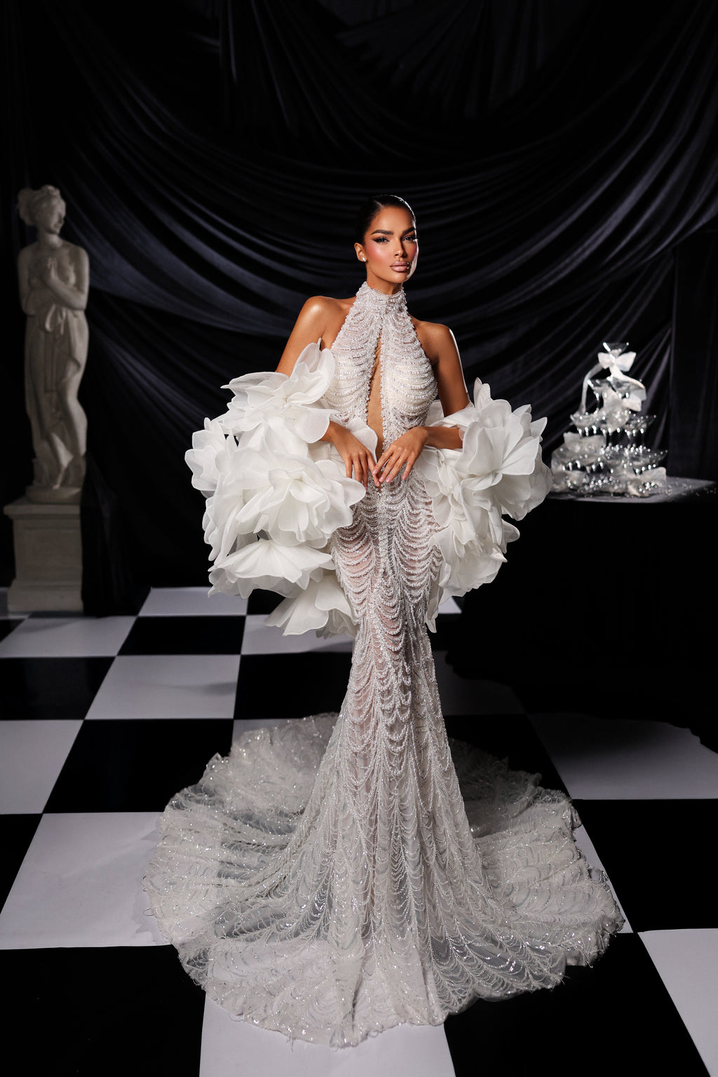 High Neck Beaded Bridal Gown