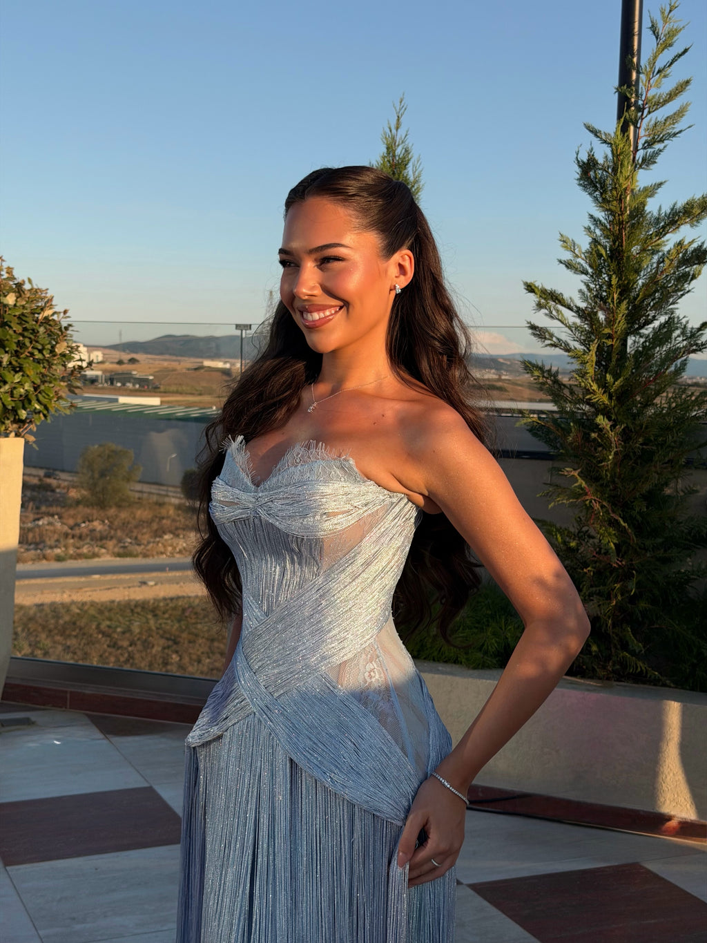 Ronesa - Fringe corset lace gown