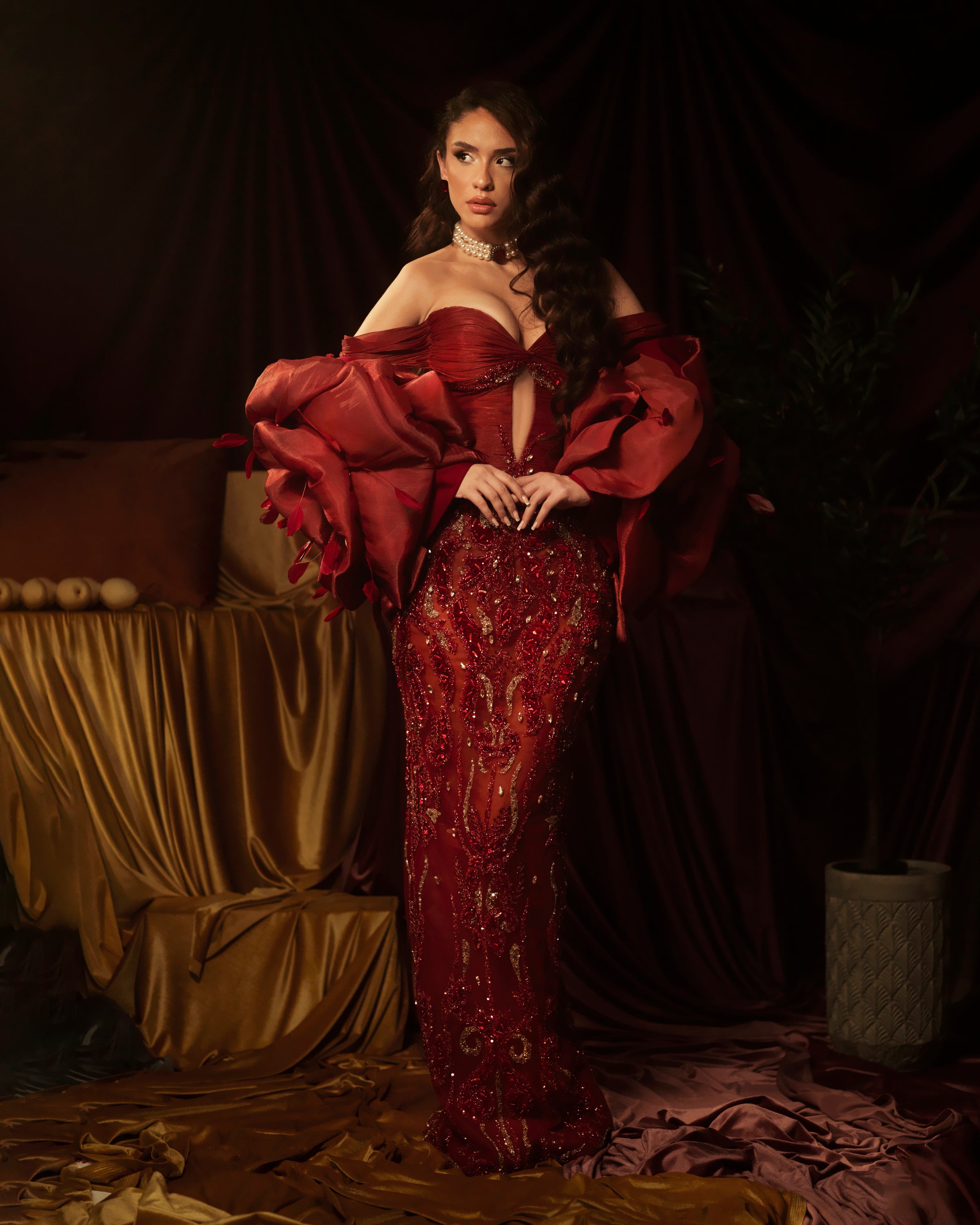 Esmara - Red Beaded Gown