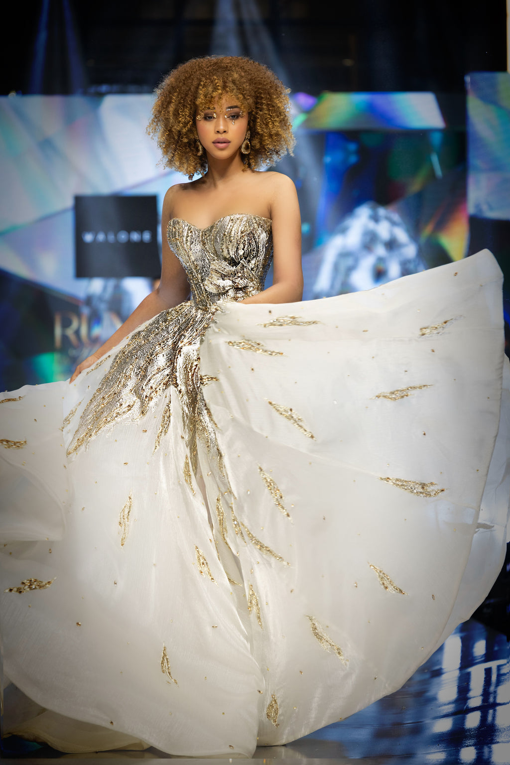 Diana - Ivory Gold Embroidered Ball Gown